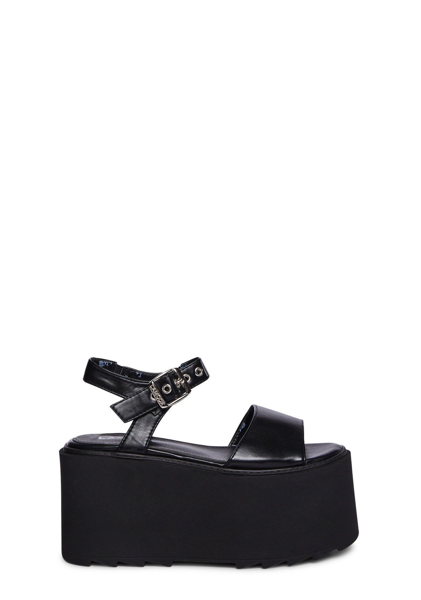 LAMODA Leap Of Faith Scarpe Platform Donna - Stile Mary Jane In Pelle Vegan Con Suola Chunky E Dettaglio Cuore Rosso - Colore Nero