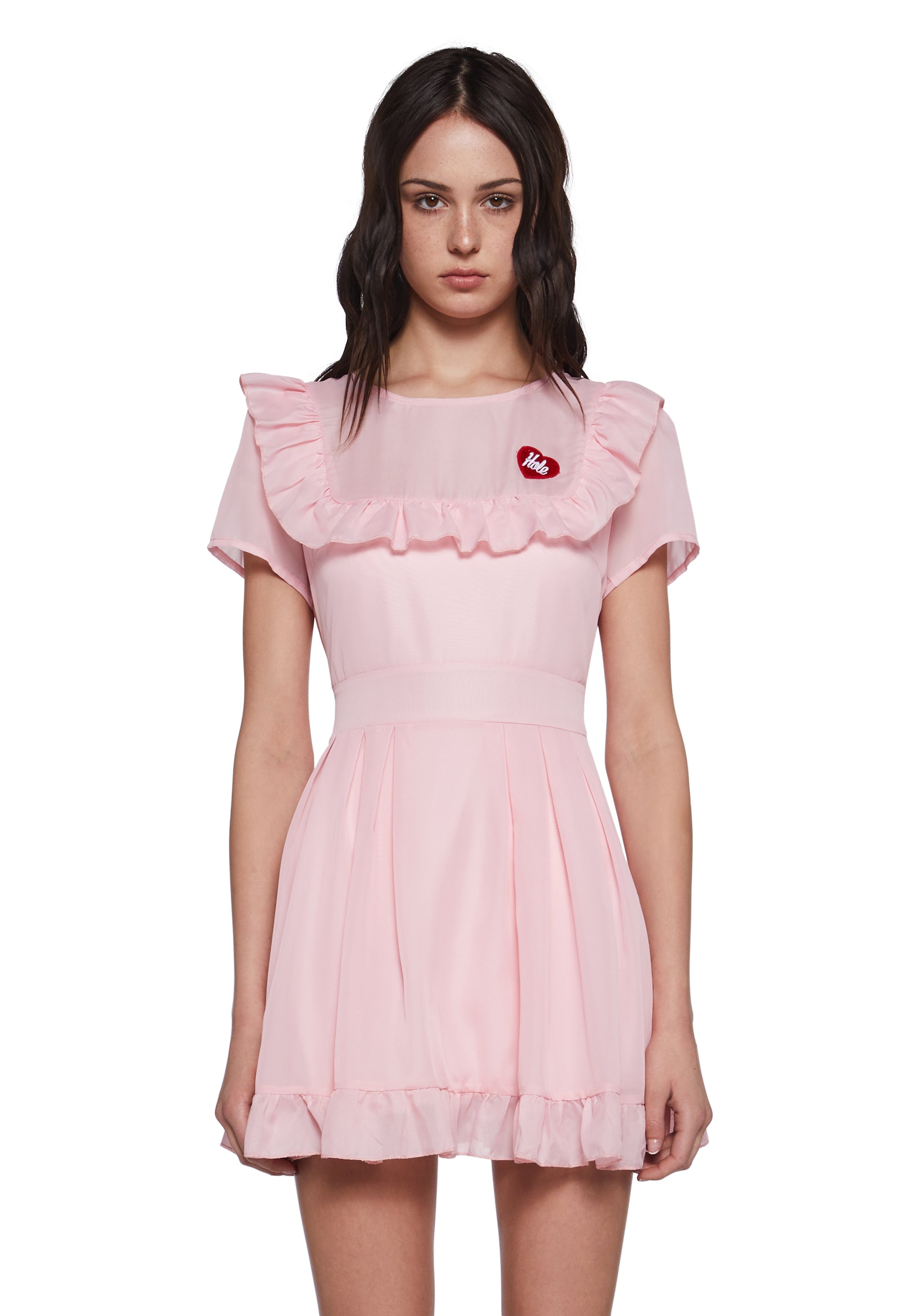 Dolls Kill x Hole 90s Grunge Babydoll Dress - Pink Dolls Kill x Hole 90s Grunge Babydoll Dress - Pink