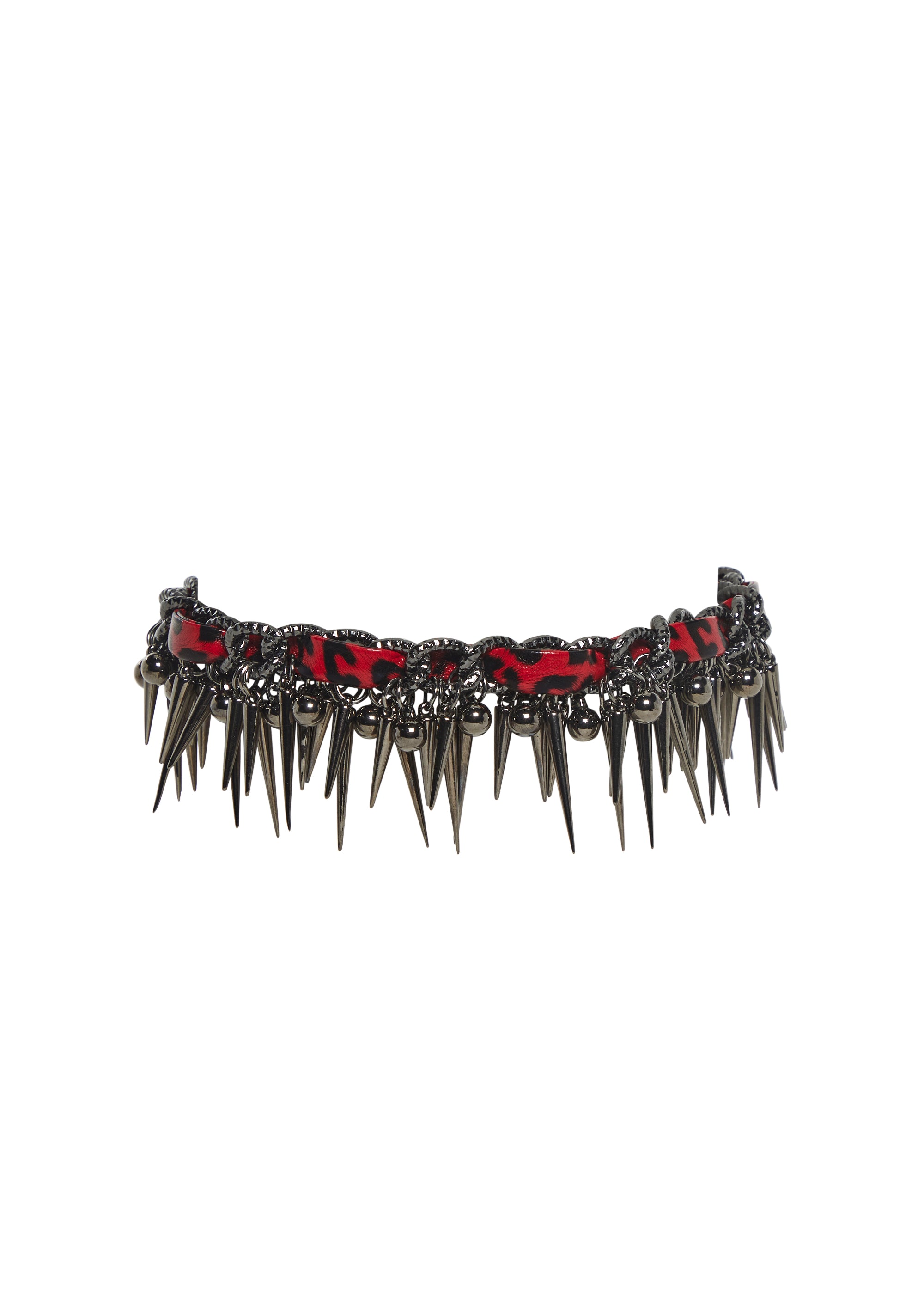 Leopard Choker With Spike Charms