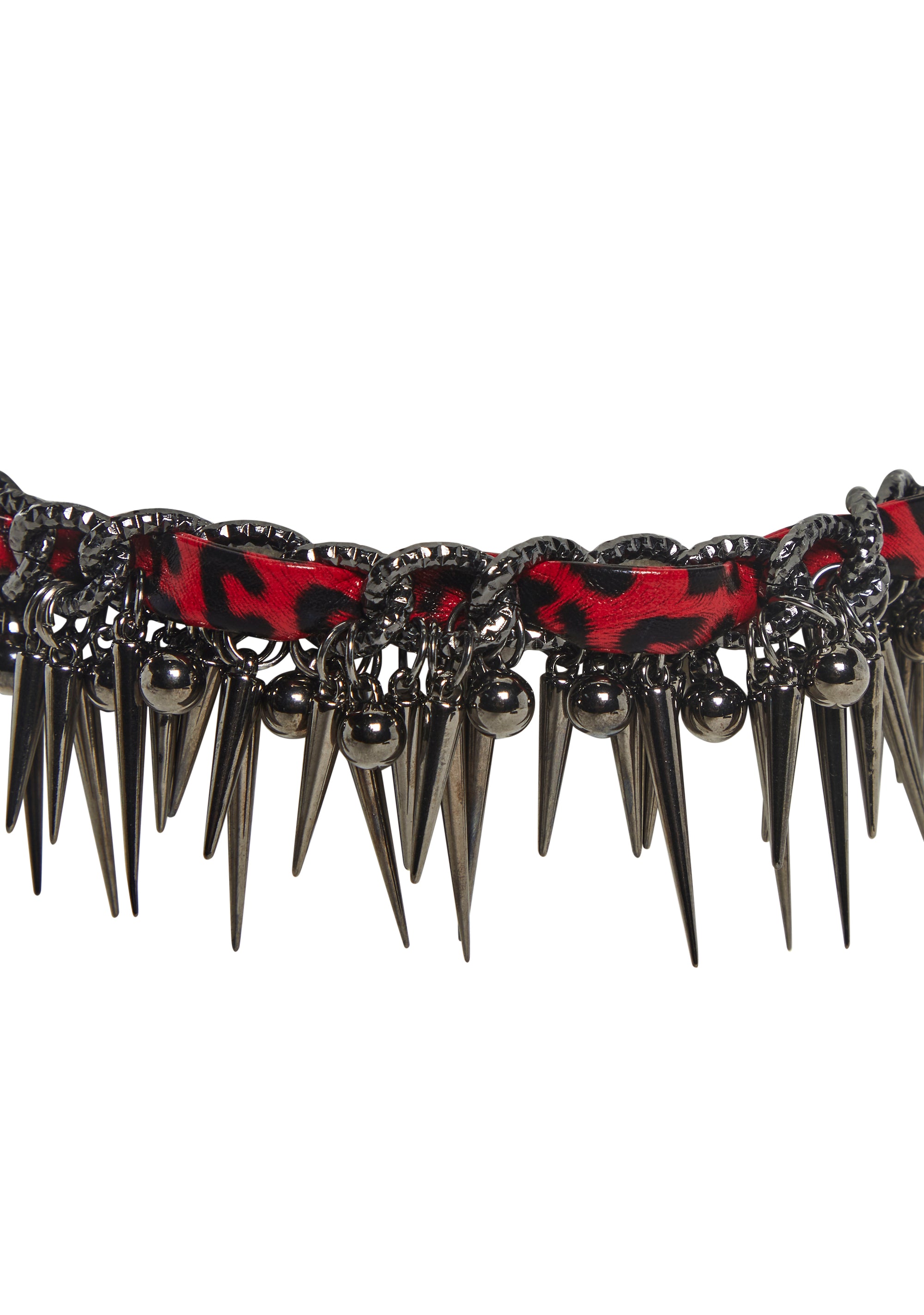 Leopard Choker With Spike Charms - alternate