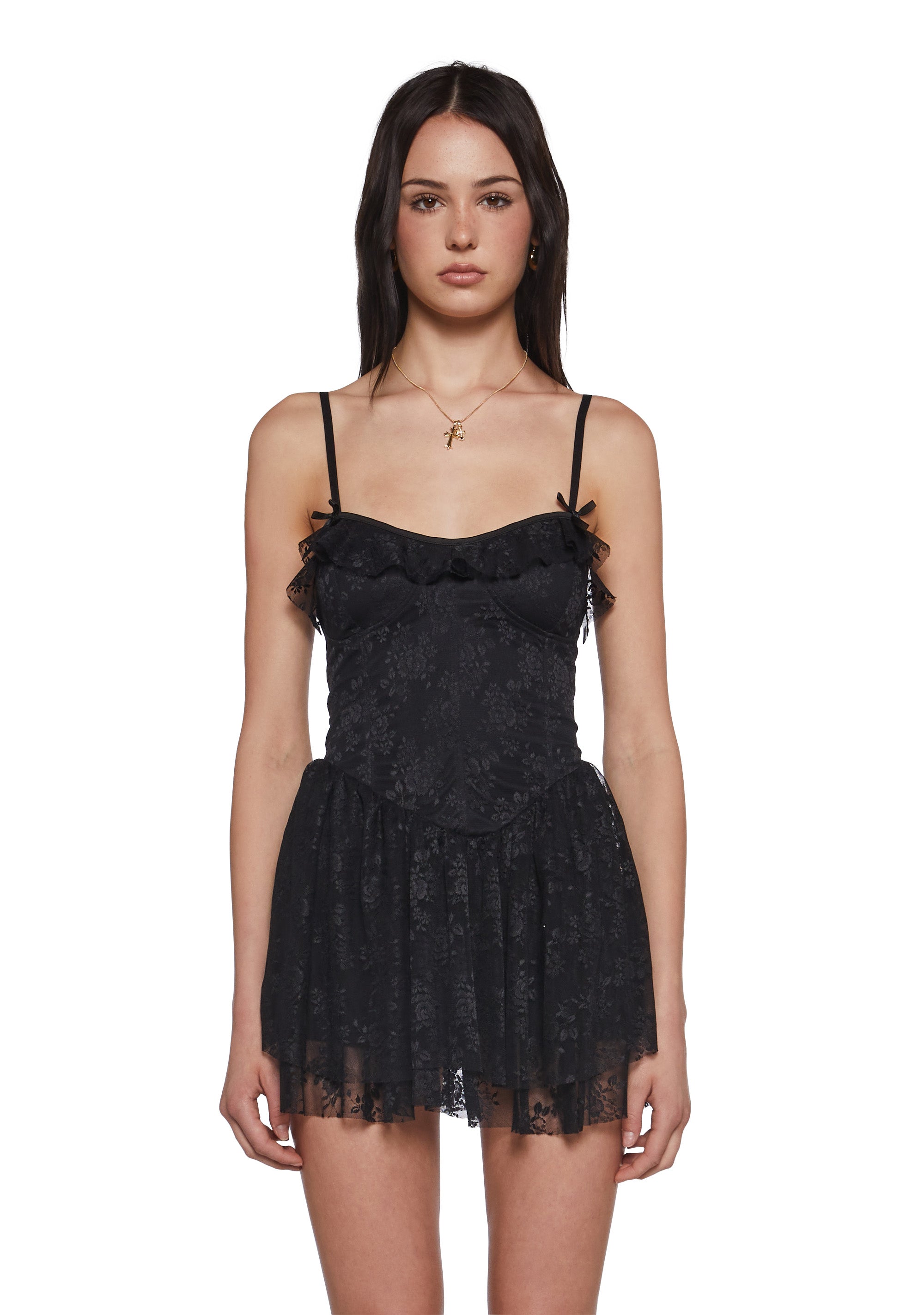 Womens Floral Lace Strappy Mini Dress - Black Dolls Kill Womens Floral Lace Strappy Mini Dress - Black Dolls Kill