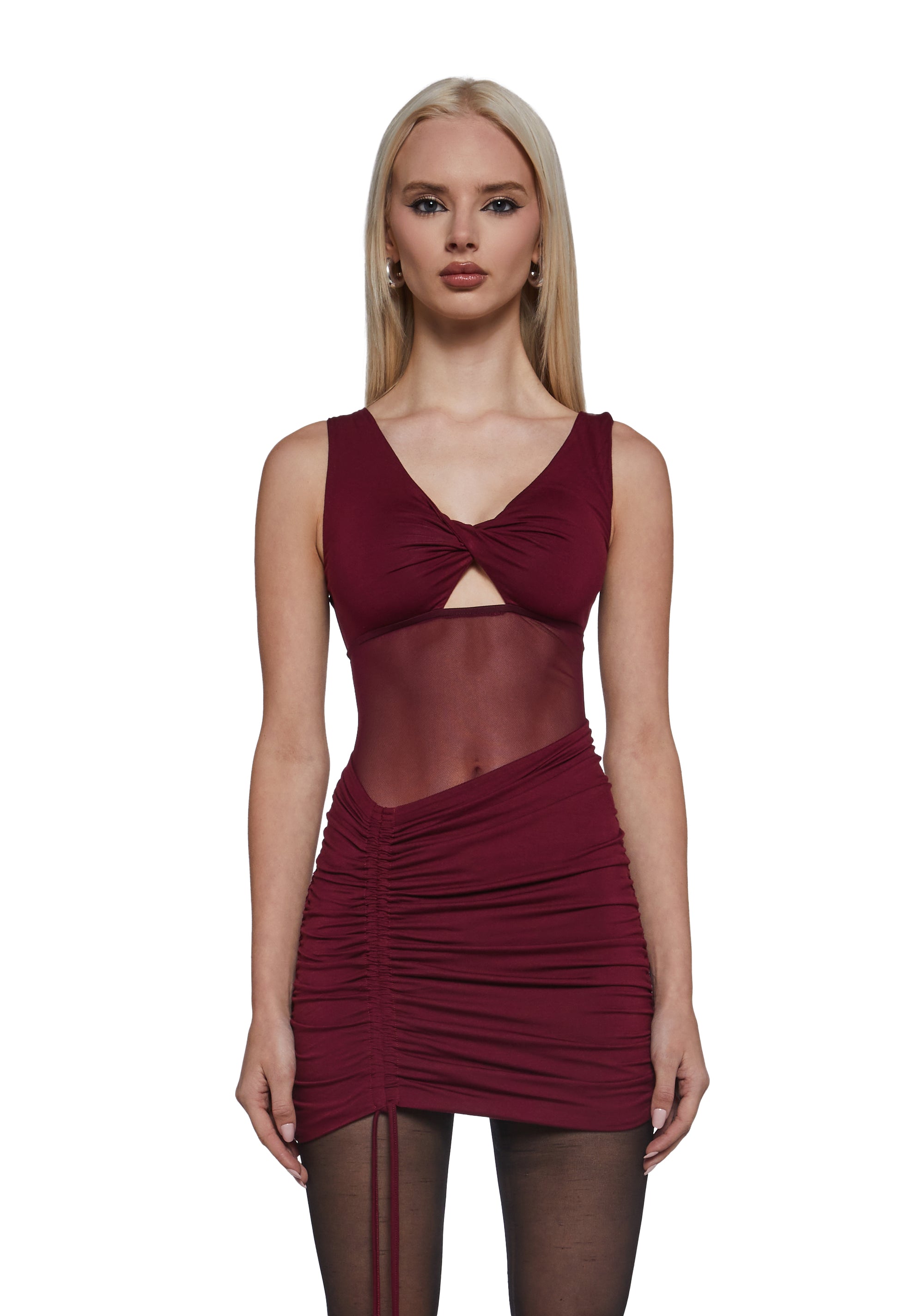 Womens Asymmetrical Ruched Mini Dress Current Mood - Red Dolls Kill Womens Asymmetrical Ruched Mini Dress Current Mood - Red Dolls Kill