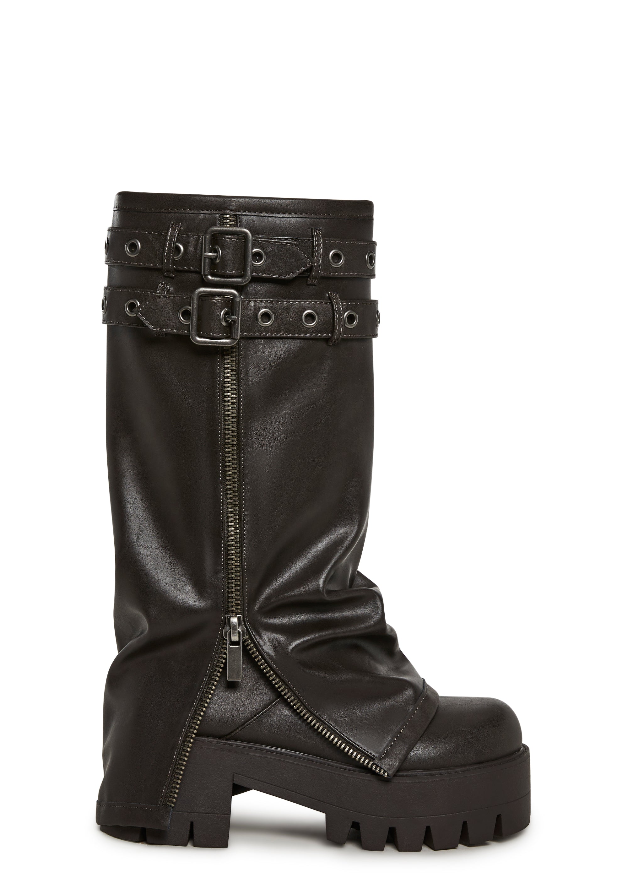 トイガン High cycle customM4CRW Warp Knee High Pant Boots Darker Wavs - Brown – Dolls Kill