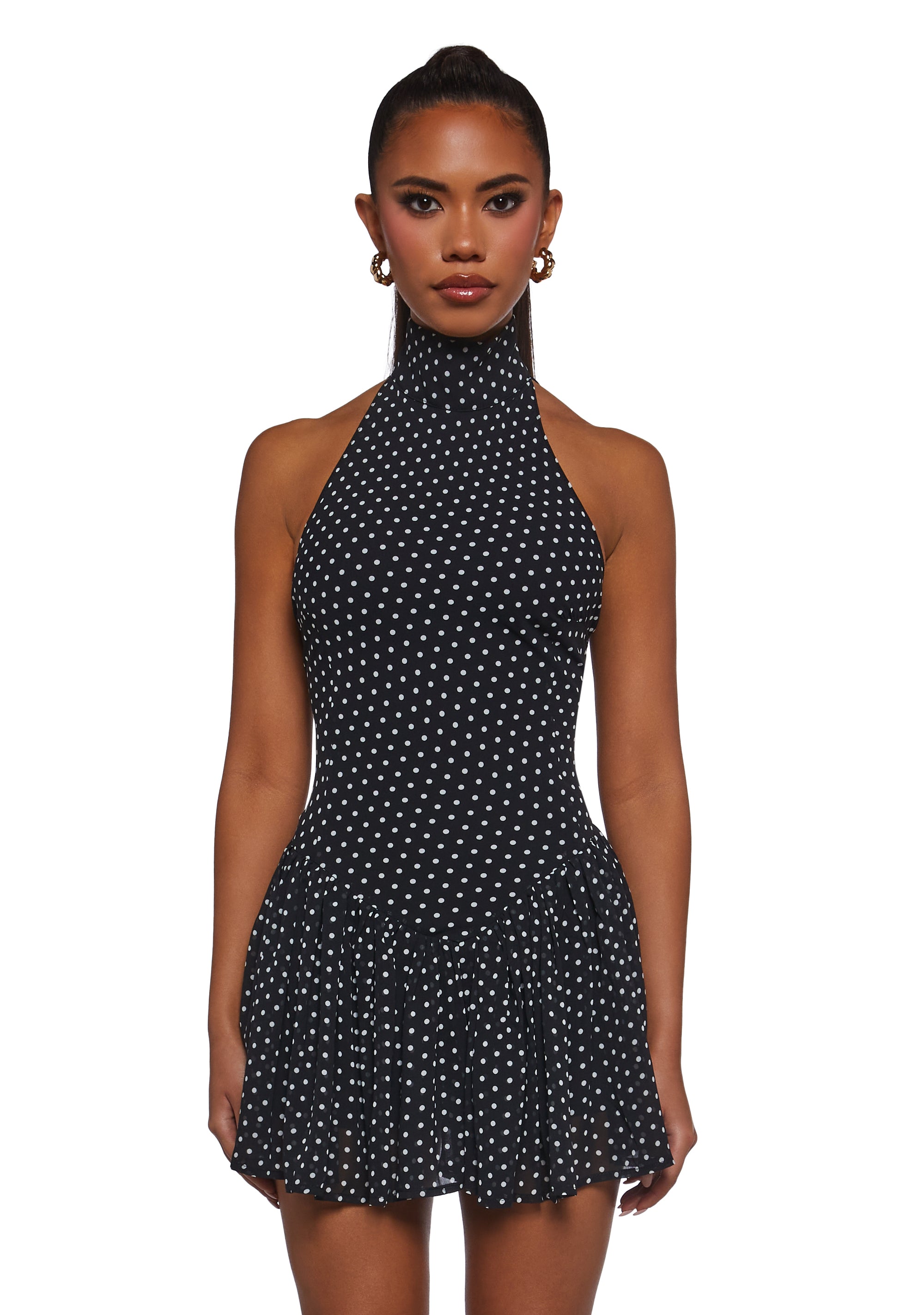 Womens Polka Dot Halter Dress - Black Dolls Kill Womens Polka Dot Halter Dress - Black Dolls Kill