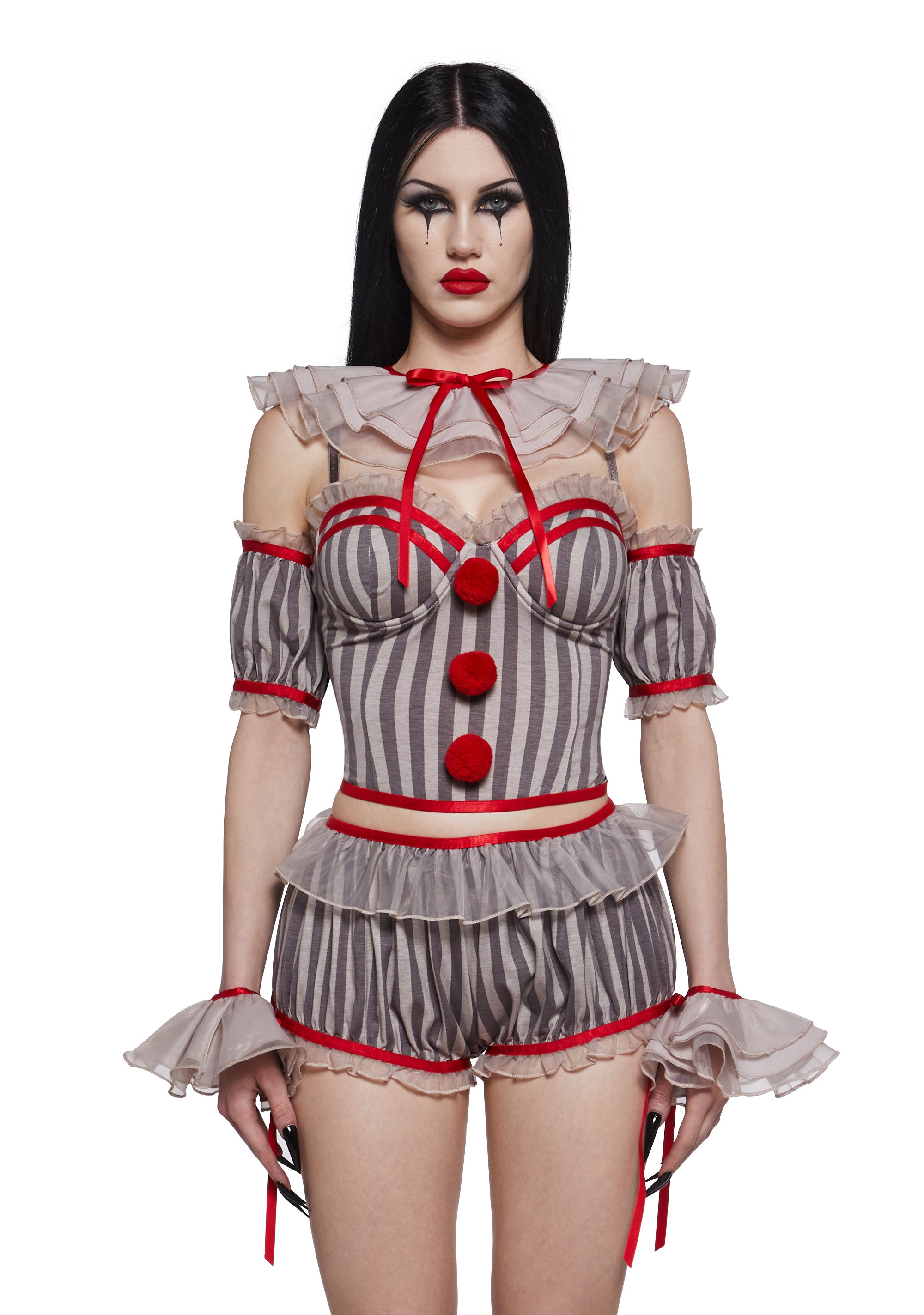 Sexy Womens Halloween Sewer Clown It Halloween Costume - White Sexy Womens Halloween Sewer Clown It Halloween Costume - White