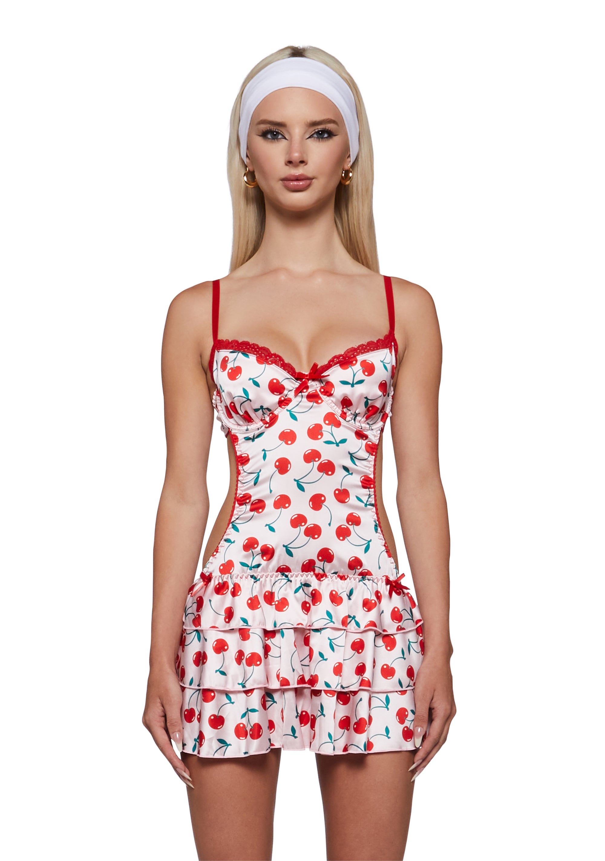 mini dress lingerie Endless Shimmer Strapless with Arm Cuffs ICONOFLASH Elevate the look with statement gold earrings and strappy gold heels for a confident finish. Womens Cherry Printed Satin Lingerie