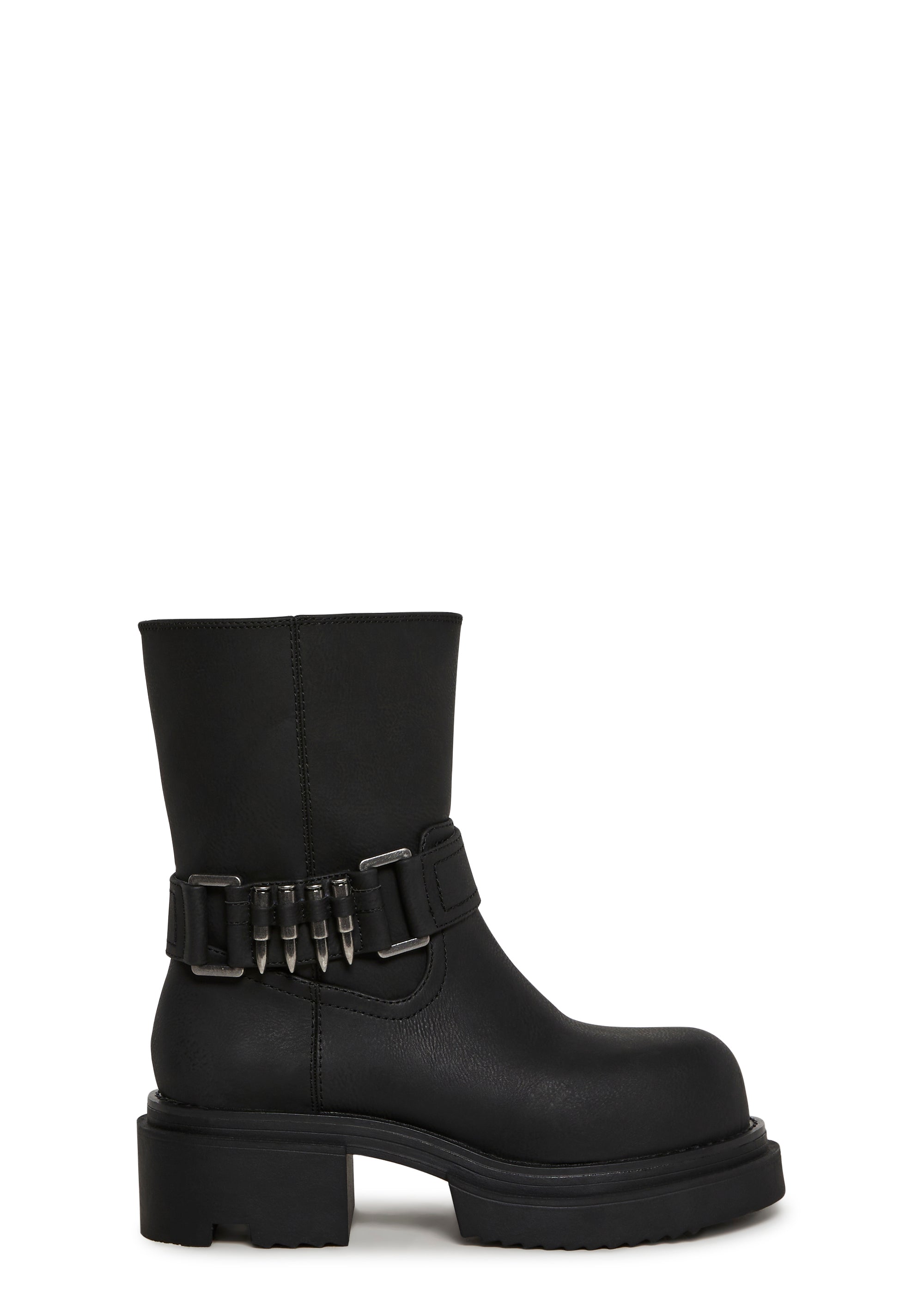 Pull On Vegan Leather Bullet Boots Darker Wavs - Black – Dolls Kill