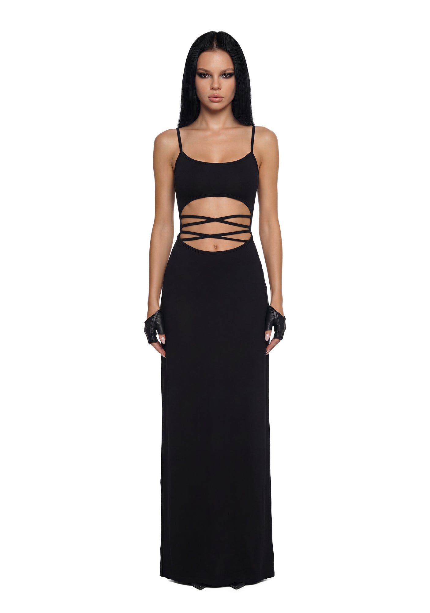 Darker Wavs Festival Rave Avante Garde Analog Darker Wavs Cut Out Maxi Dress
