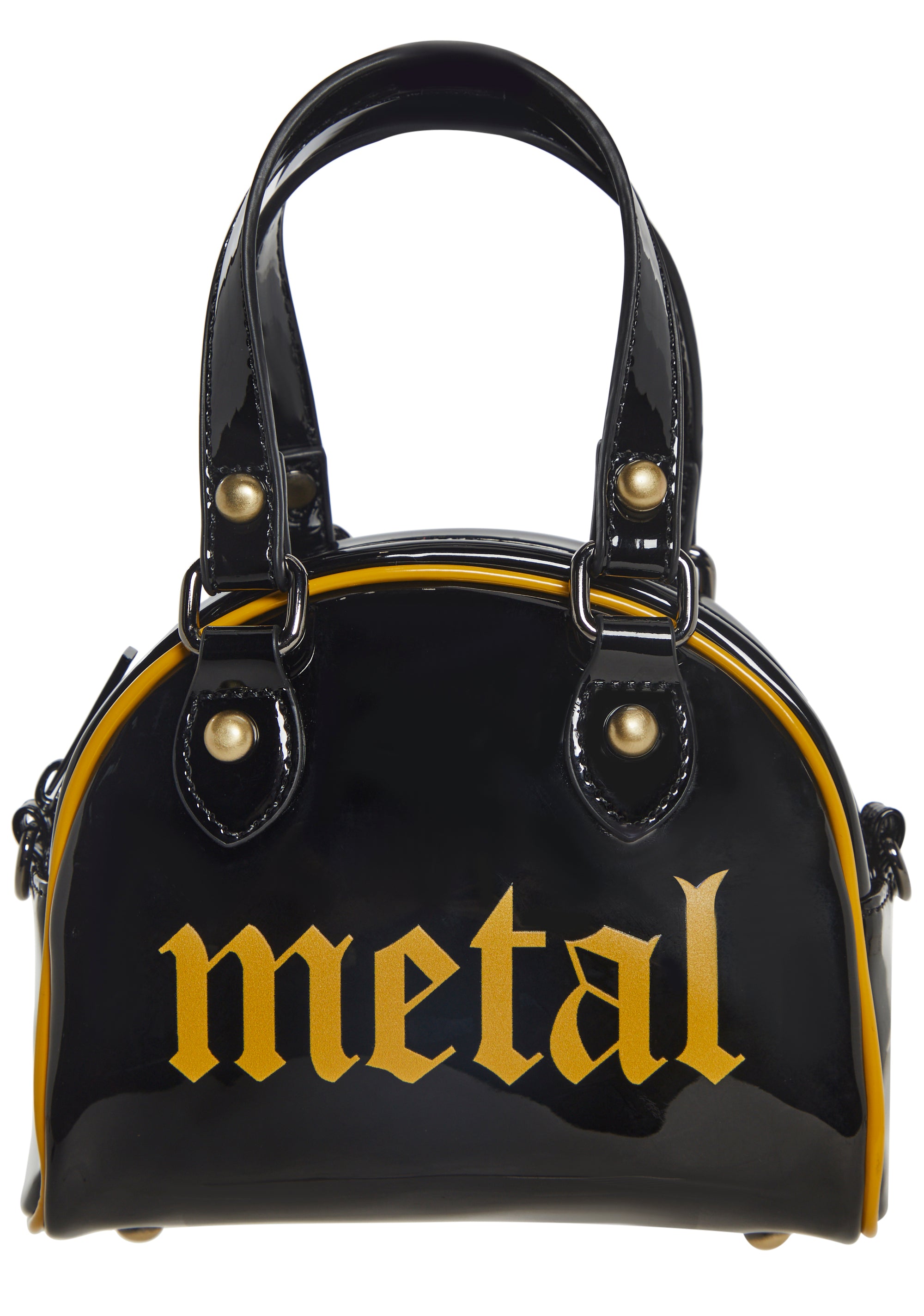 Mini Patent Metal Bowler Bag Current Mood- Black – Dolls Kill