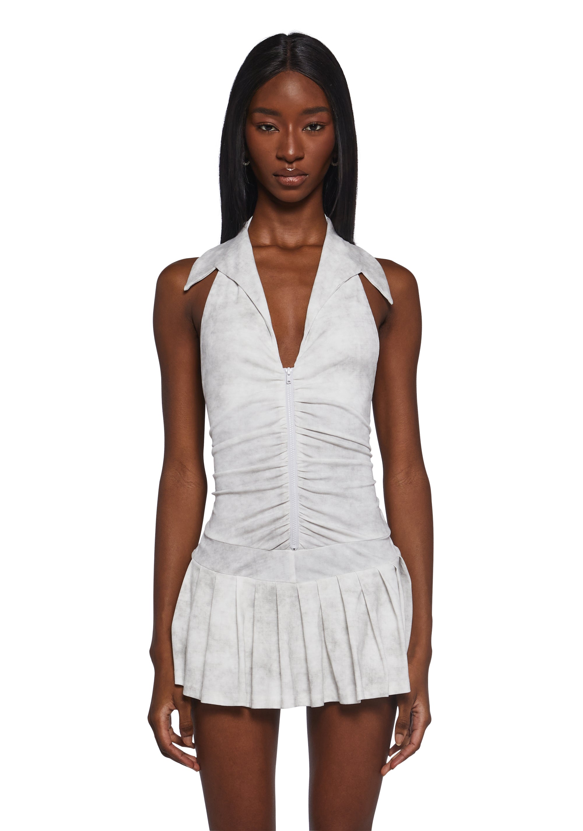 Carefree Days Collar Halter Dress White / LARGE Carefree Days Collar Halter Dress White / LARGE