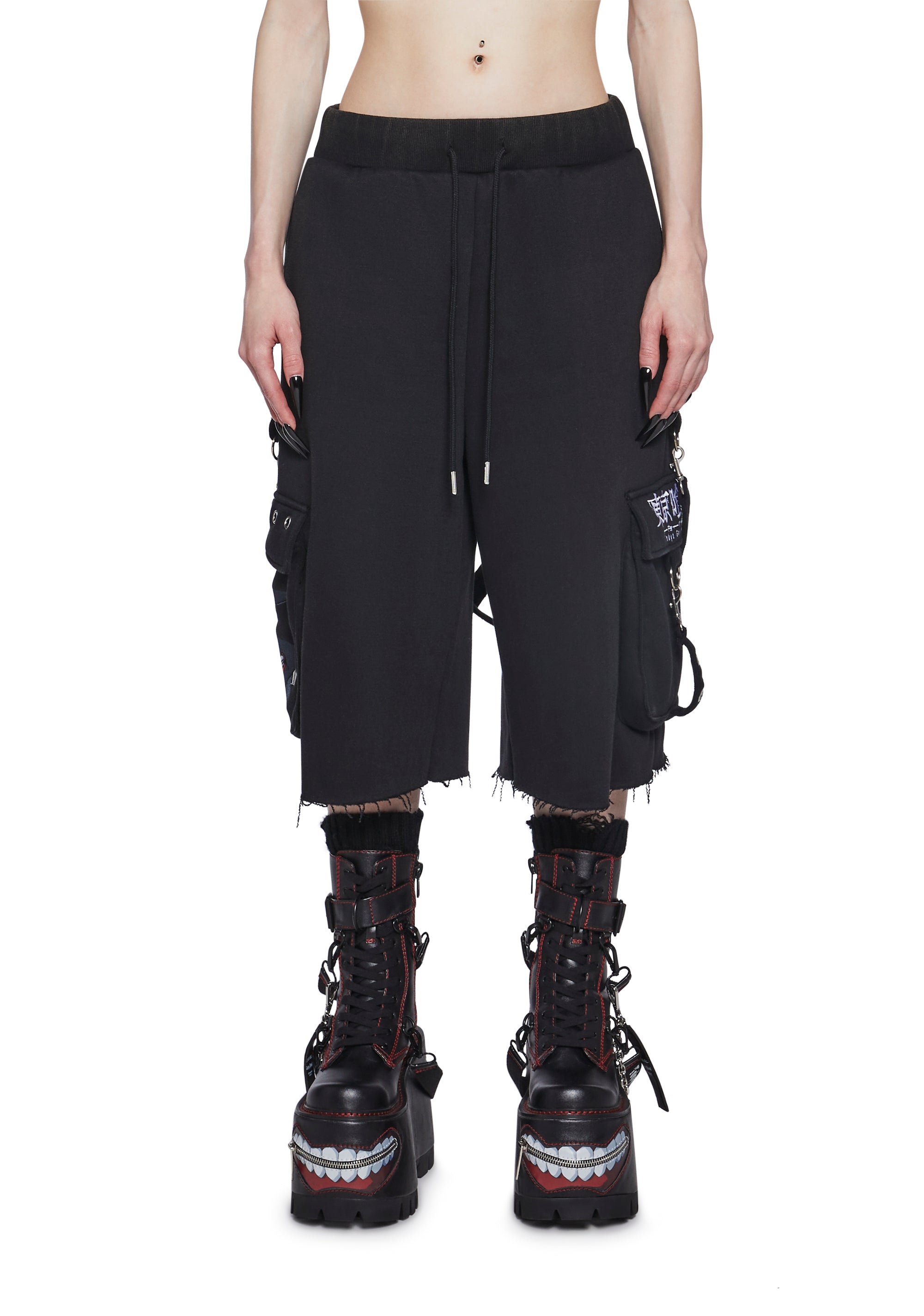 Dolls Kill x Tokyo Ghoul Washed Cotton Sweatshorts - Black