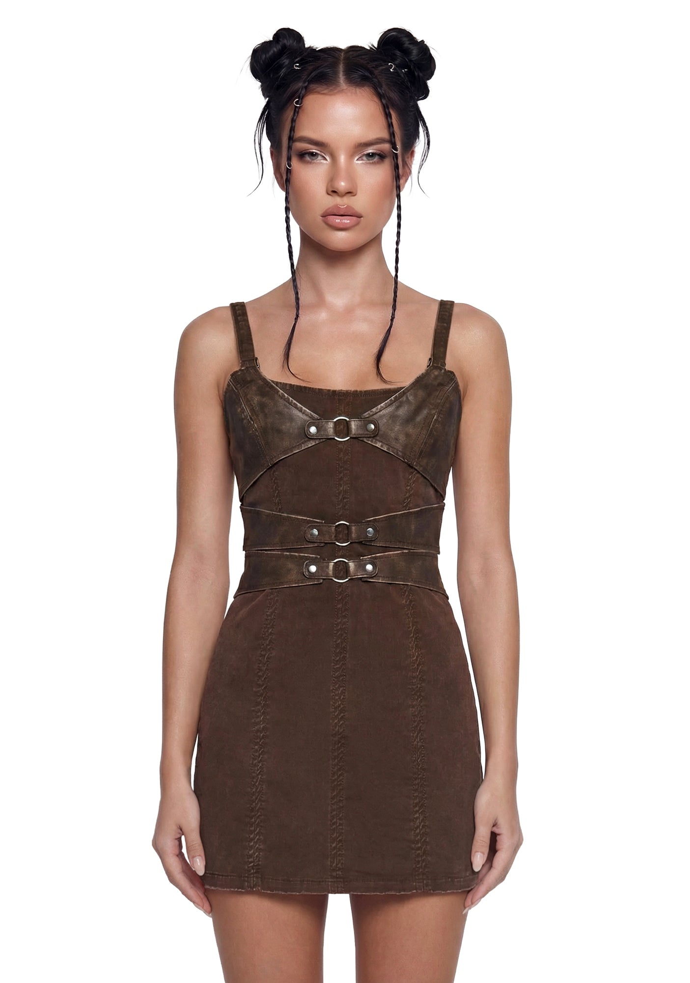 Chord Corset Dress BROWN / X-SMALL Chord Corset Dress BROWN / X-SMALL