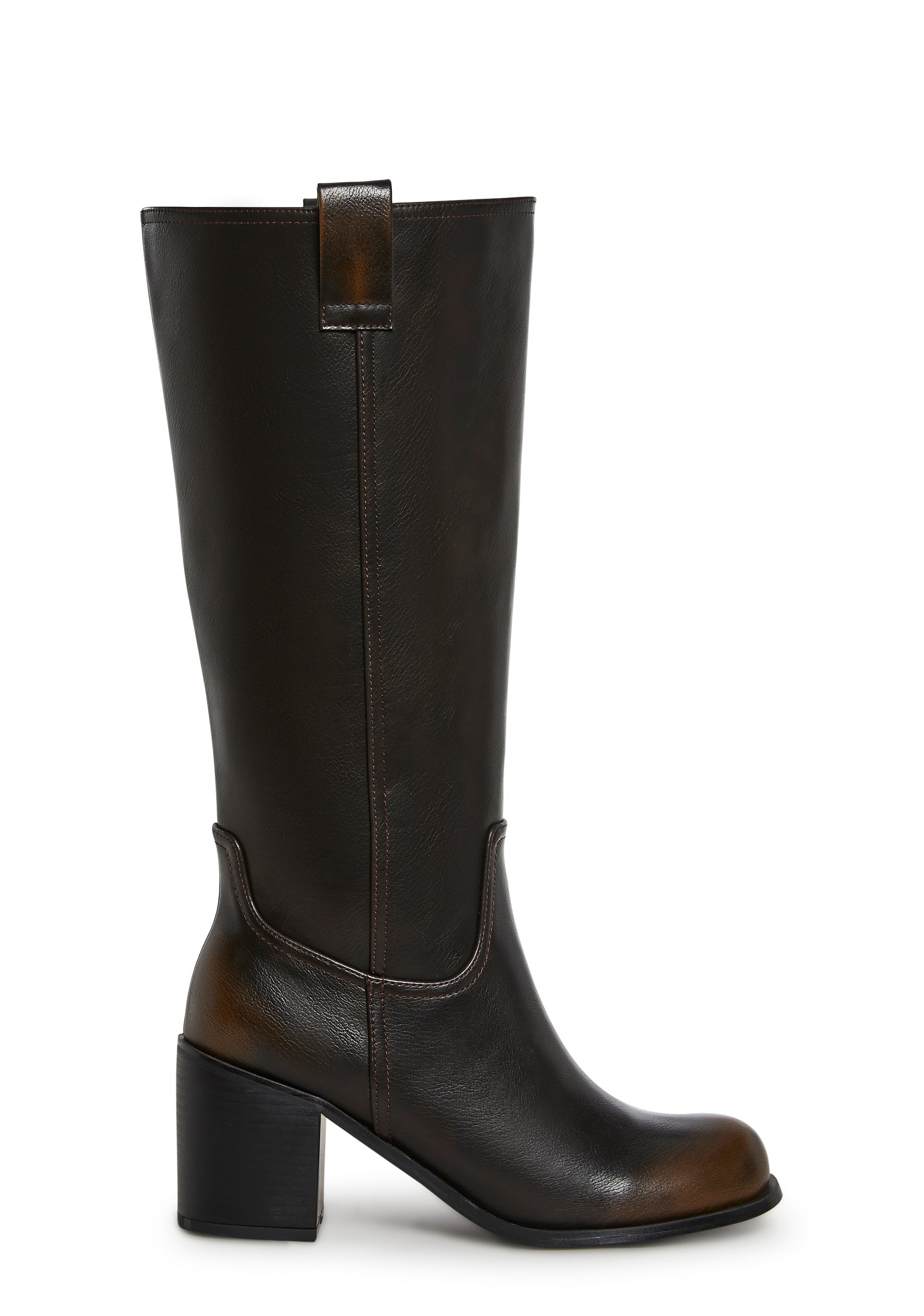 Womens Vintage Wash Round Toe Faux Leather Boots