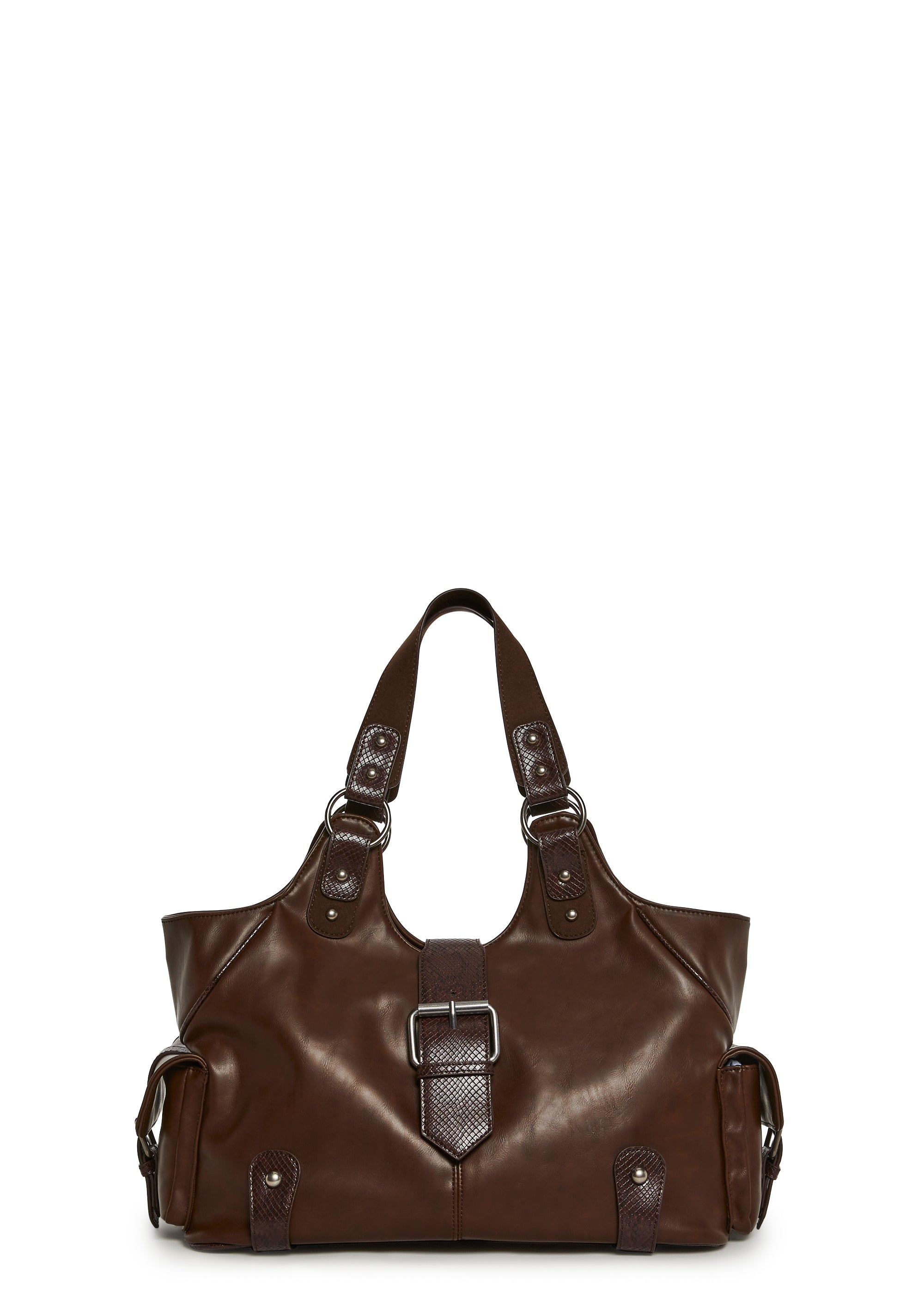 Vegan Leather Shoulder Bag With Studs Current Mood - Brown – Dolls
