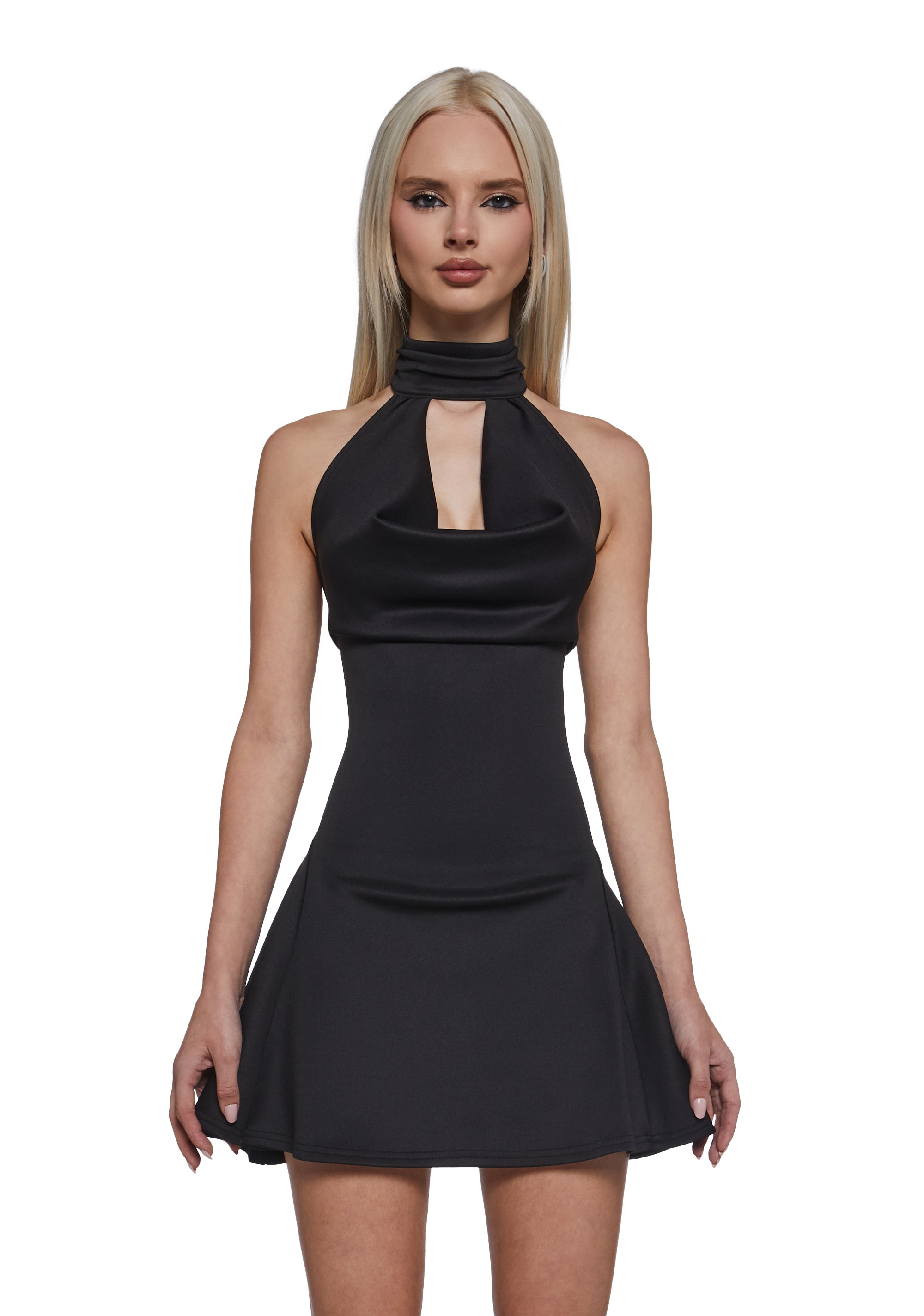 Womens Halter Cowl Neck Dress Sugar Thrillz - Black Dolls Kill Womens Halter Cowl Neck Dress Sugar Thrillz - Black Dolls Kill