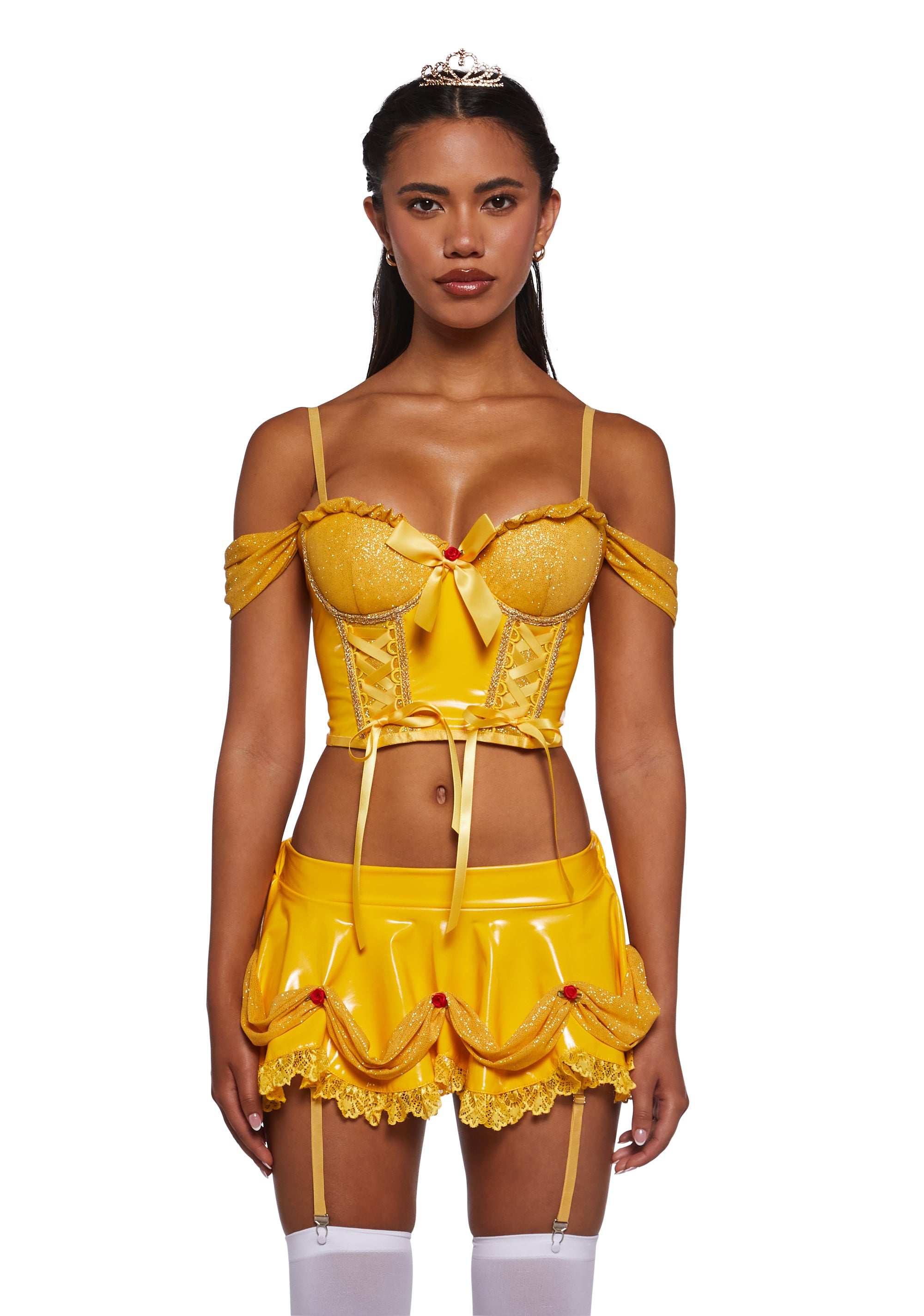 Sexy Womens Halloween Costume Belle Beauty And The Beast Disney Costume Lingerie Set - Yellow Sexy Womens Halloween Costume Belle Beauty And The Beast Disney Costume Lingerie Set - Yellow