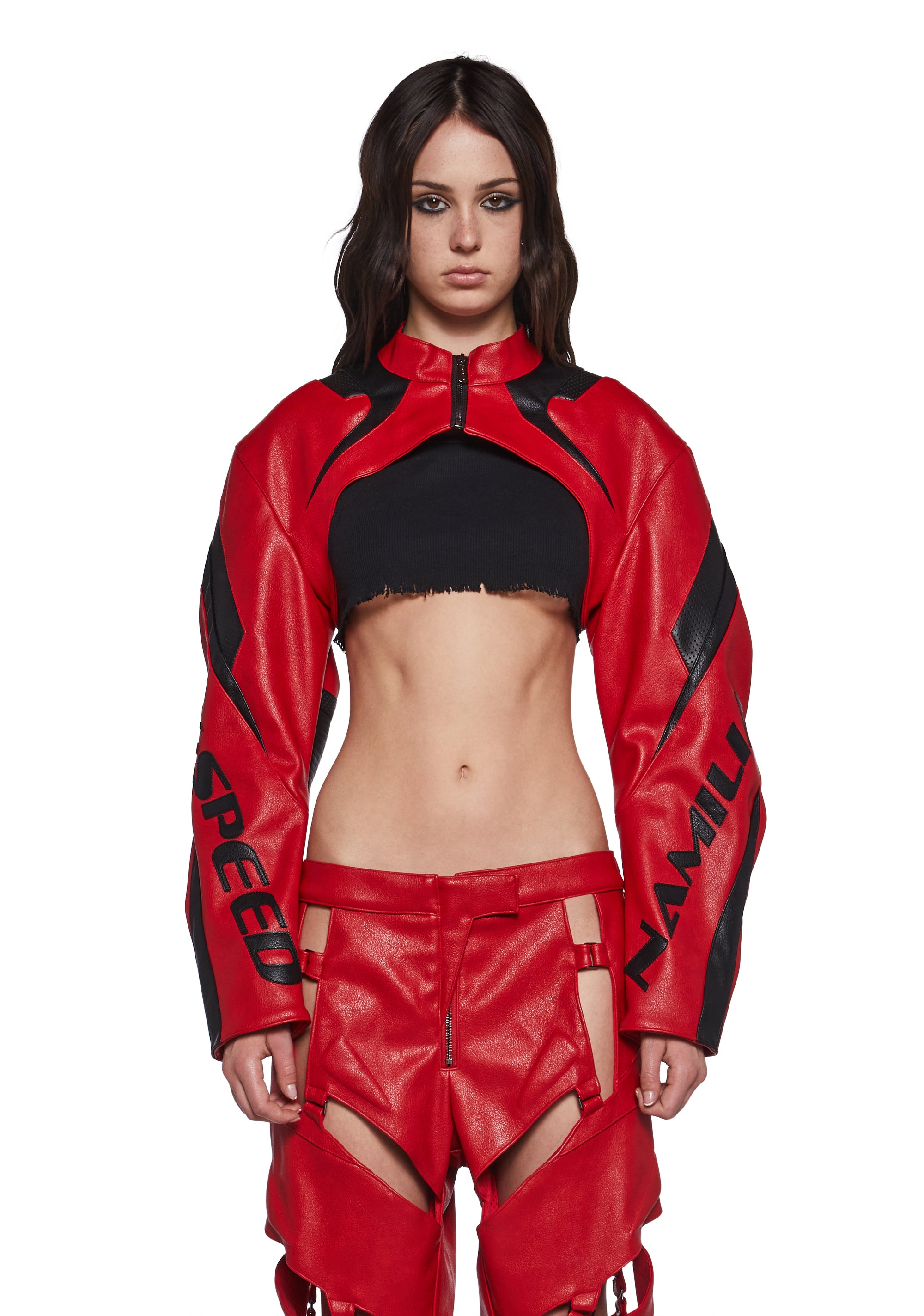 Namilia XTC Leather Choker Jacket - Red – Dolls Kill