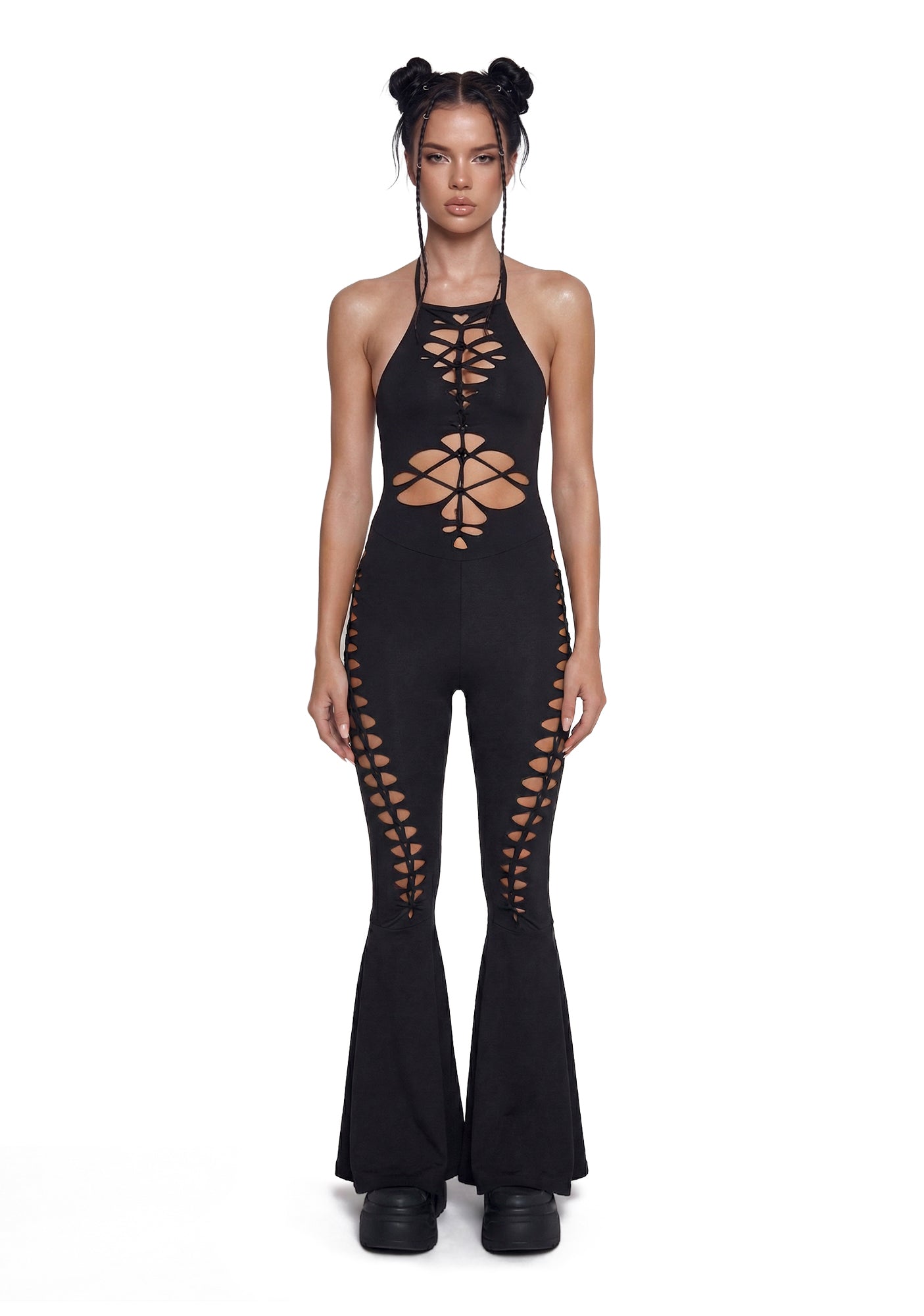 超希少 Currentage Spray dyeing Jumpsuit Current Mood Festival Shredded Jumpsuit - Black – Dolls Kill