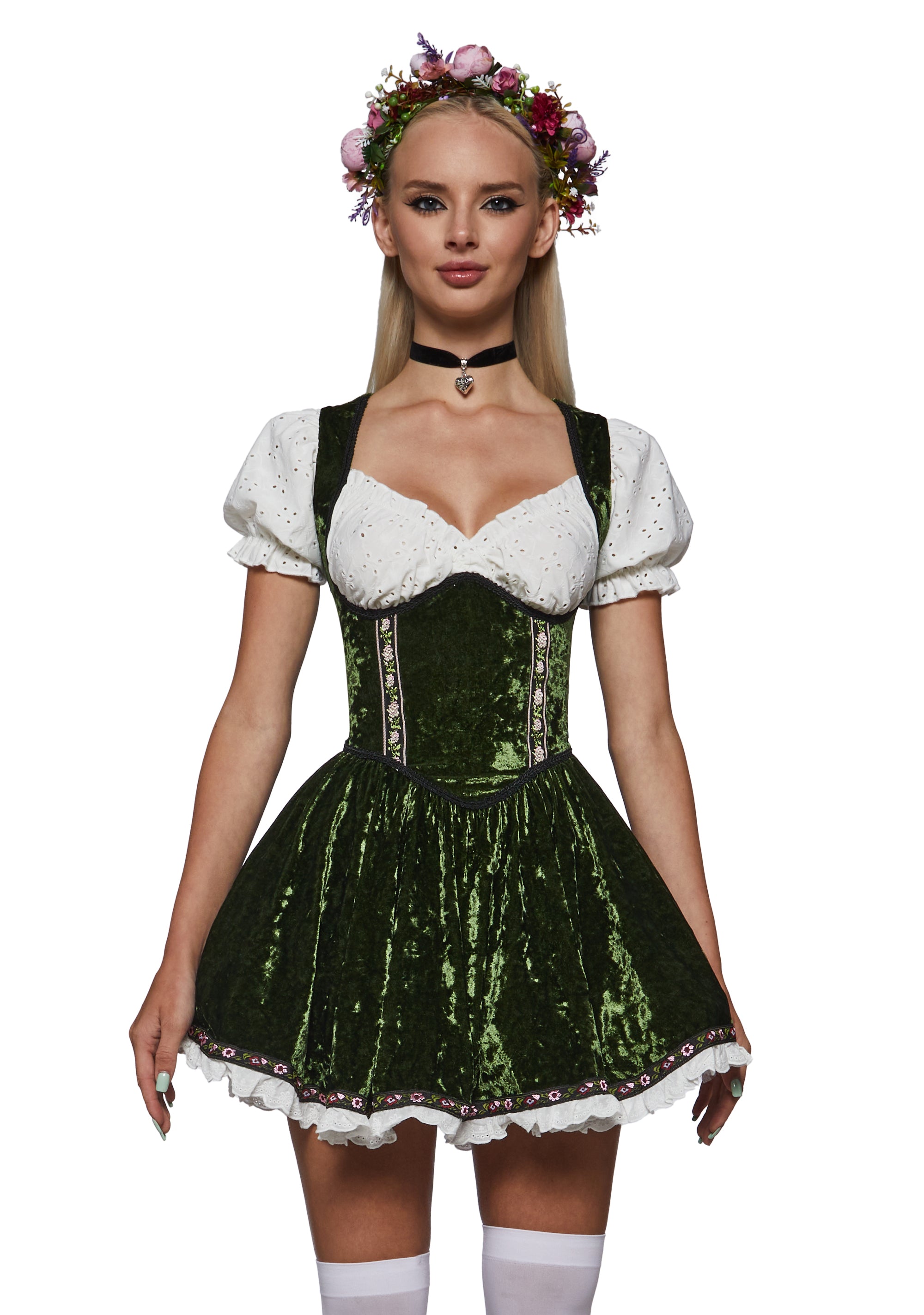 oktoberfest dress green Bavarian Maiden Costume Size:16/2XL Bridesmaid Midi Dress Another round of dresses Women Green Traditional Oktoberfest