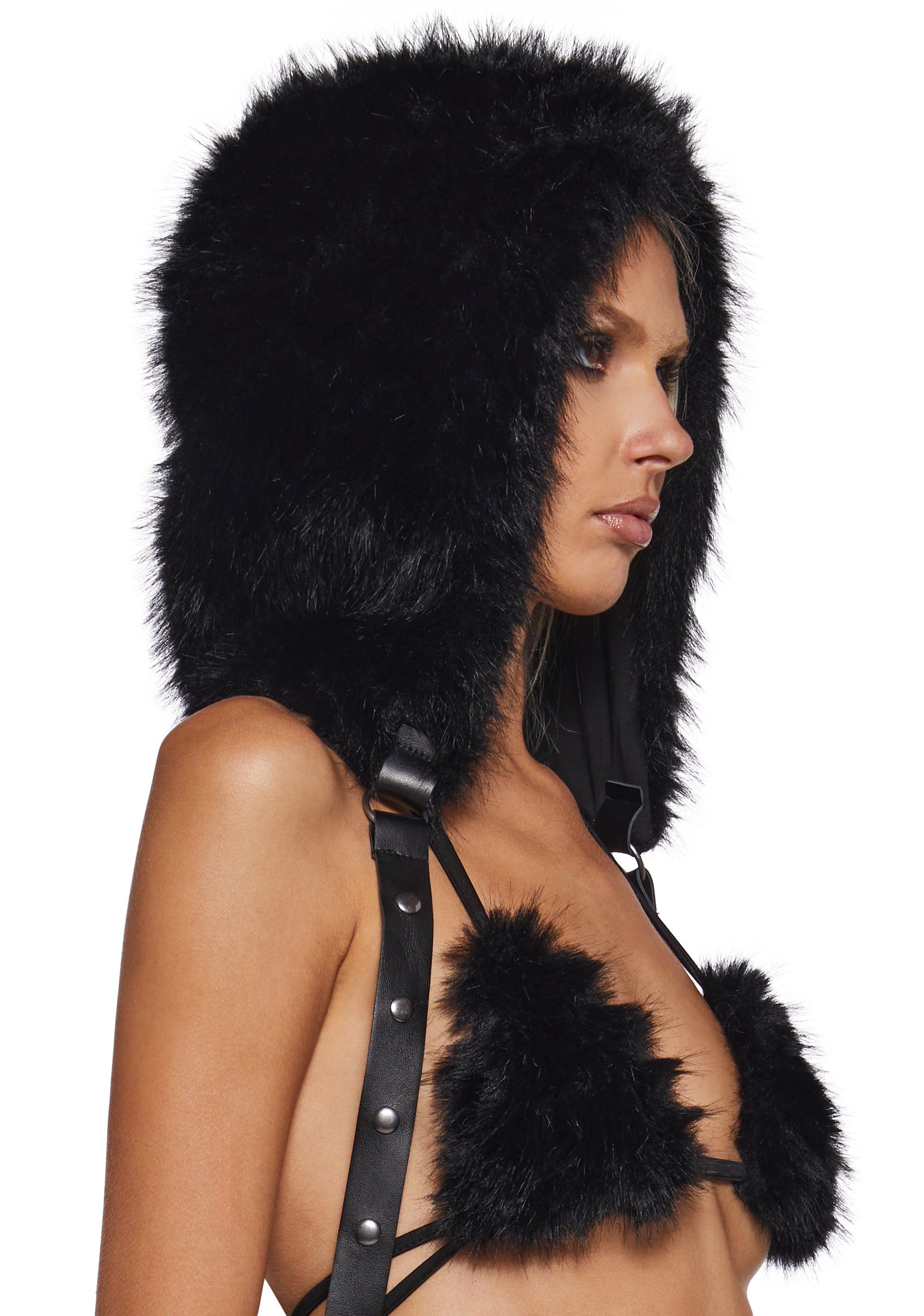 DEMENTED HOODED FUR HARNESS - alternate