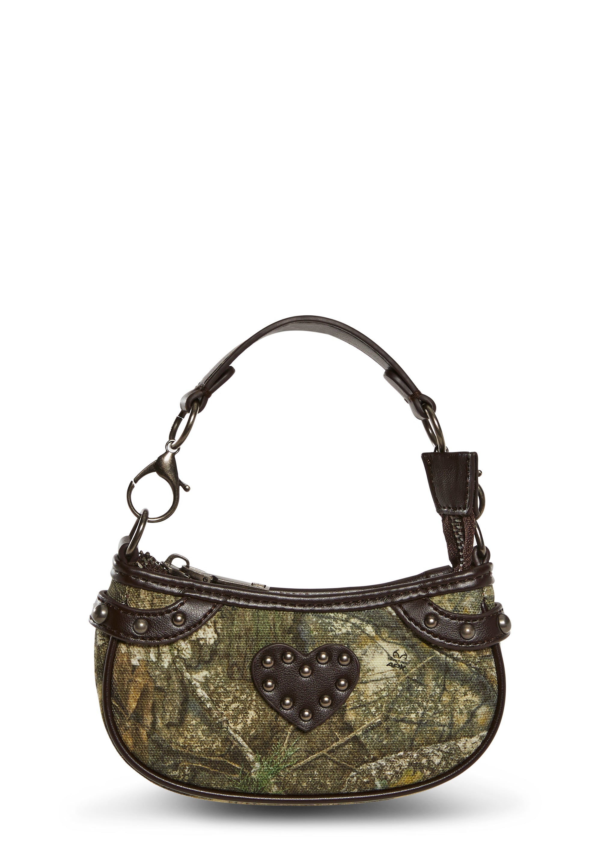 Dolls Kill x RealTree Camo Print Studded Shoulder Crescent Bag - Green