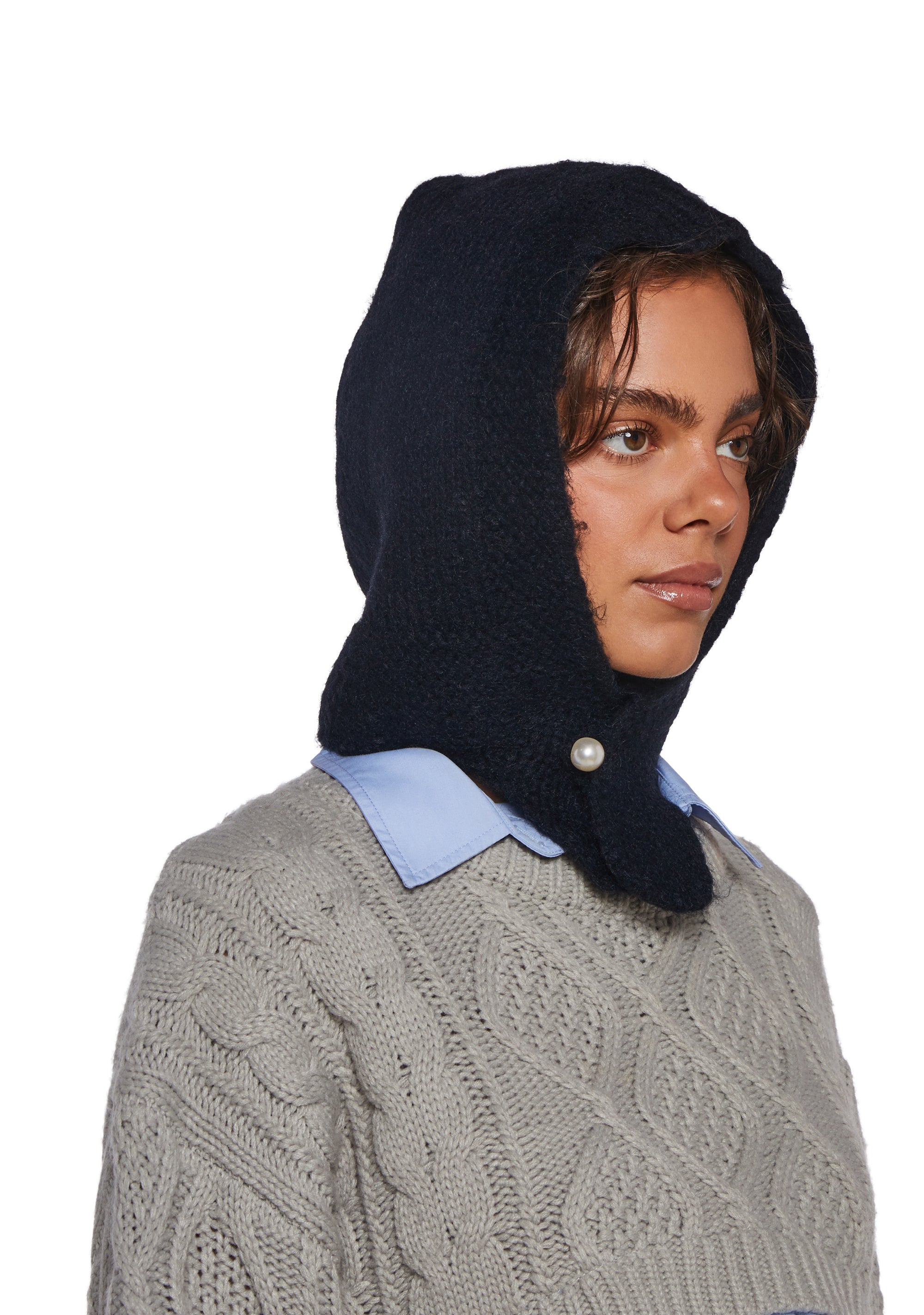 Fall Vibing Knit Hood - Black - alternate