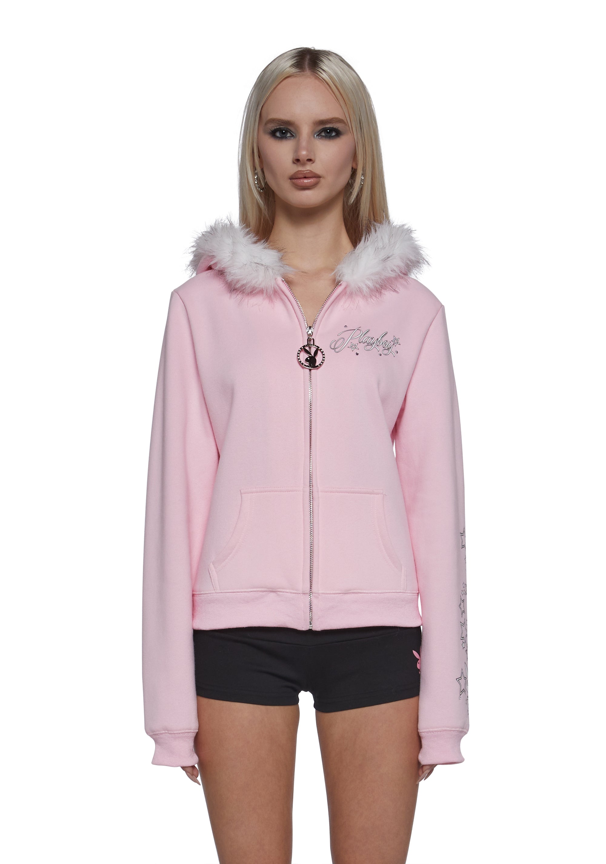 Veste Playboy Capuche Zippée - Taille M - Rose Fuchsia éponge - Logo