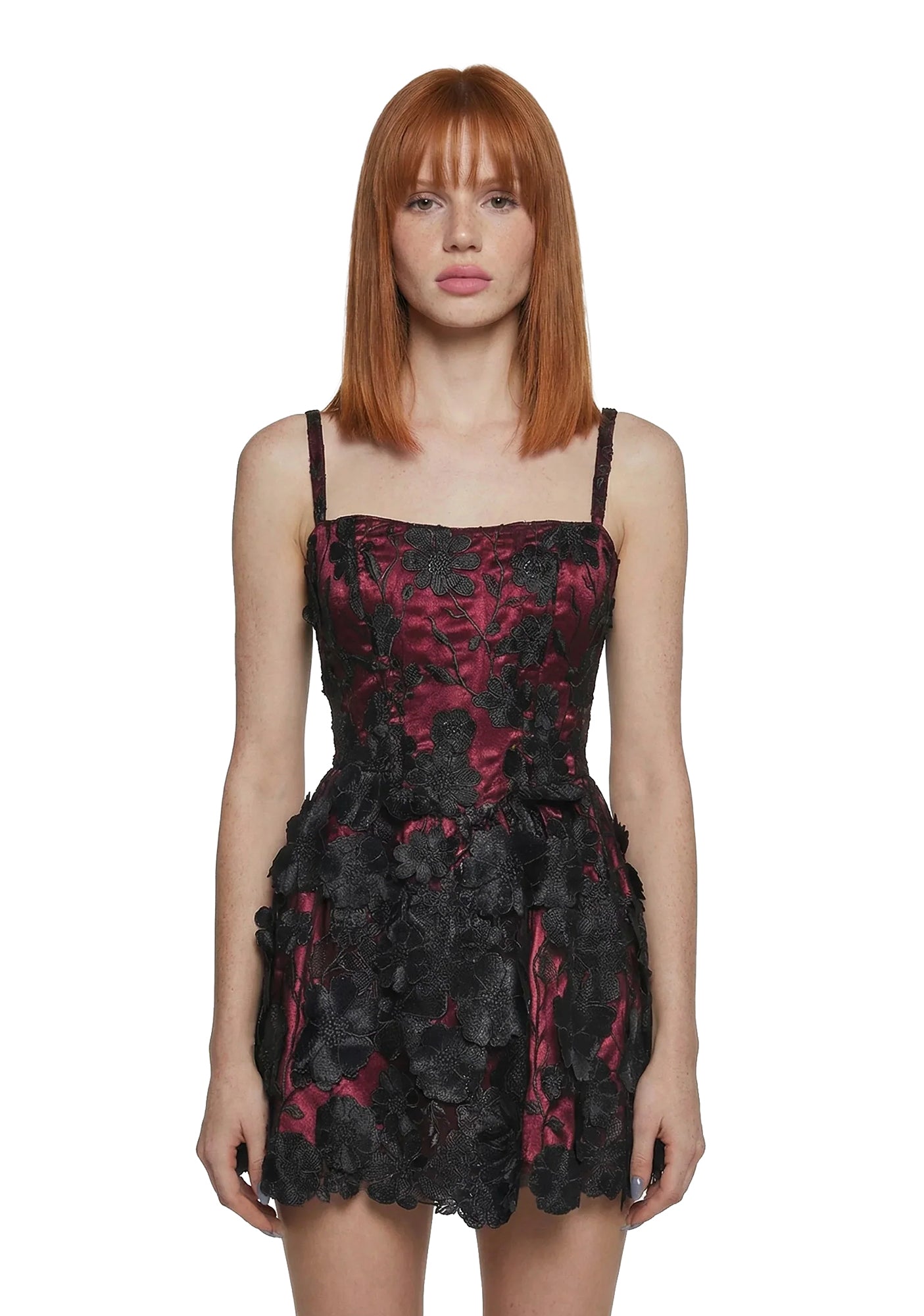 Satin Mesh 3D Floral Corset Dress Sugar Thrillz
