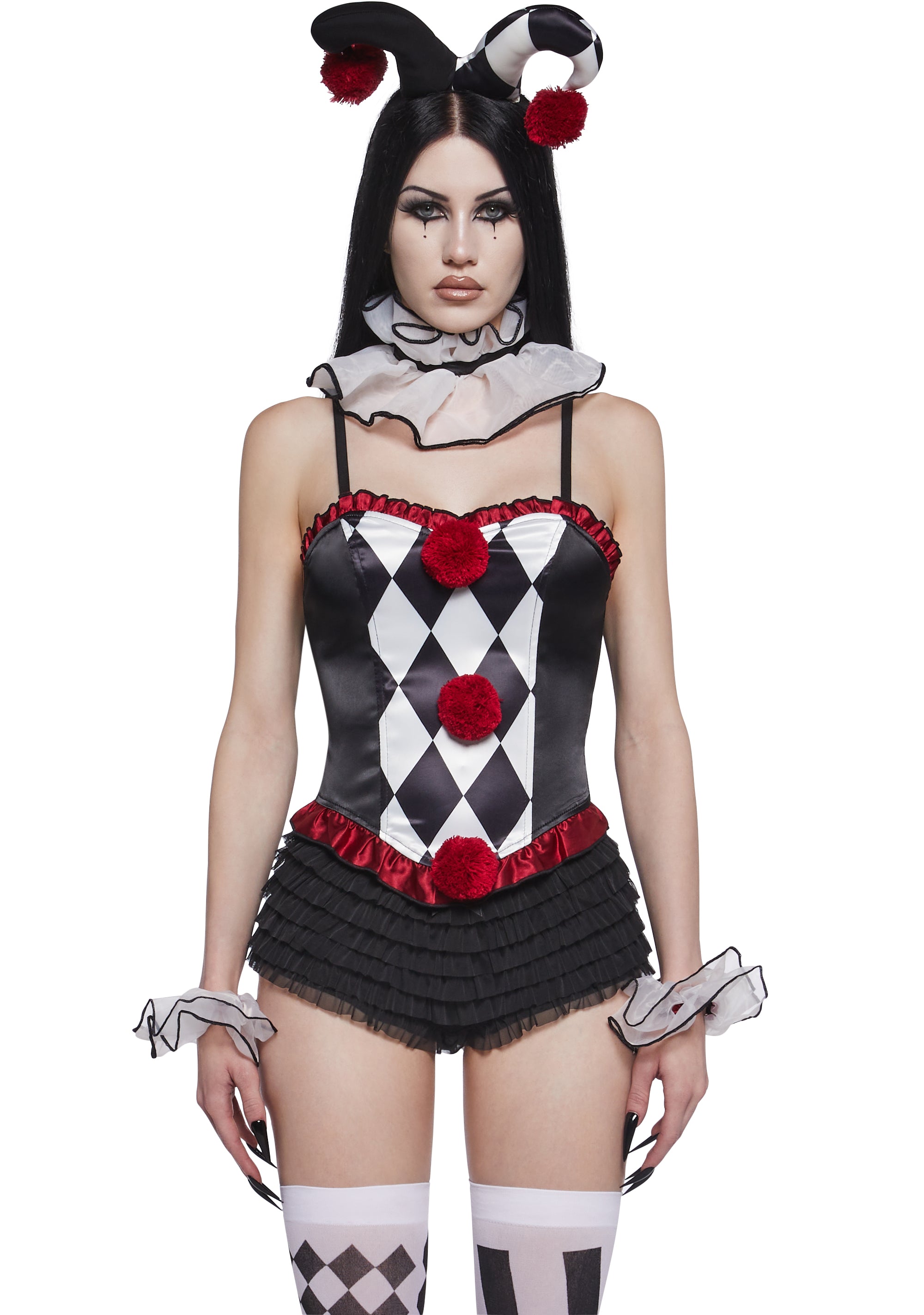 Womens Sexy Halloween Clown Jester Harlequin Costume - Black Dolls Kill Womens Sexy Halloween Clown Jester Harlequin Costume - Black Dolls Kill