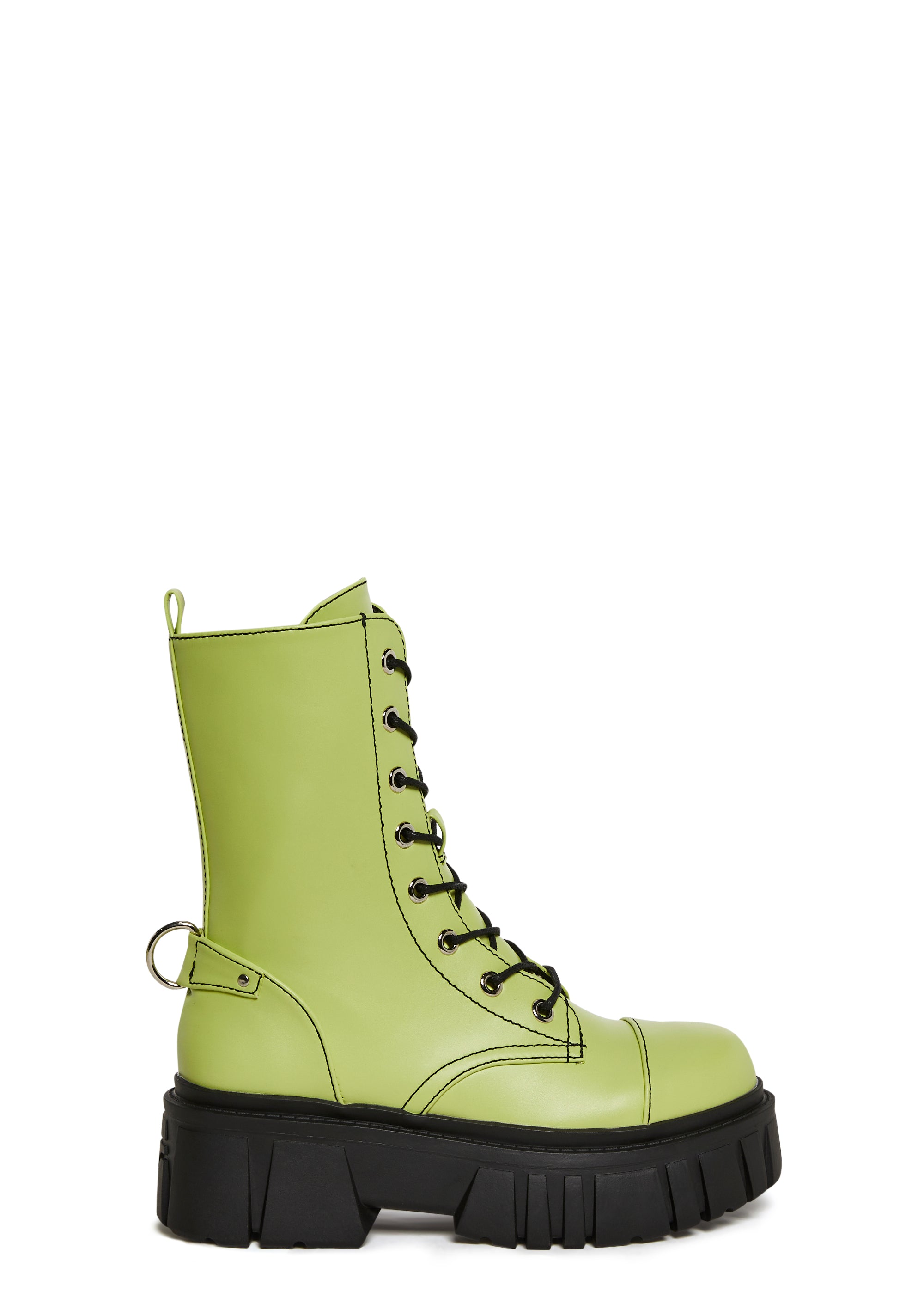 Current Mood Mismatched Combat Boots - Green – Dolls Kill