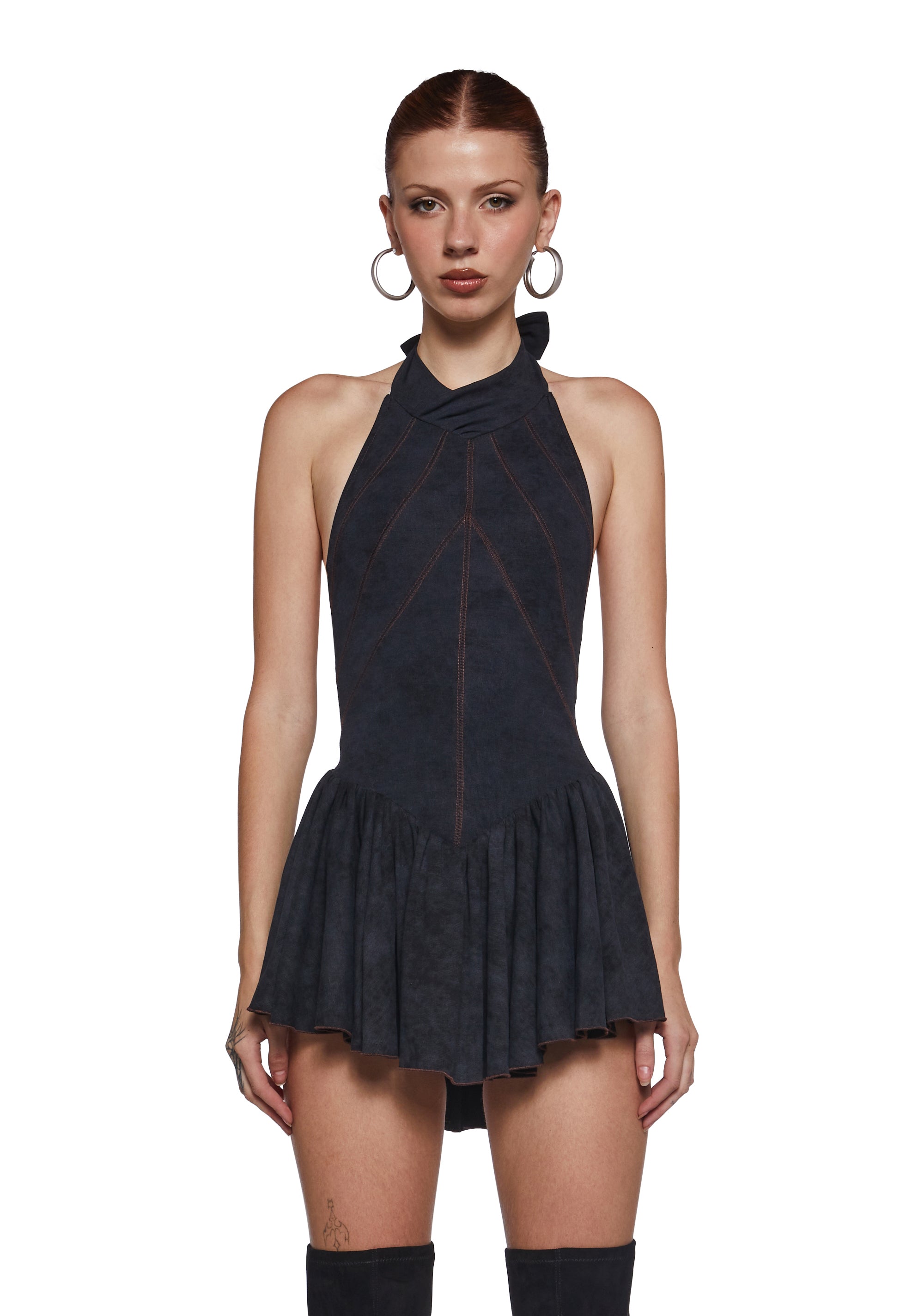 sexy halter top dress Nina's Backless Strappy Tube Neck Floor Length Blue Zone Planet High-Quality Halter Neck Dresses