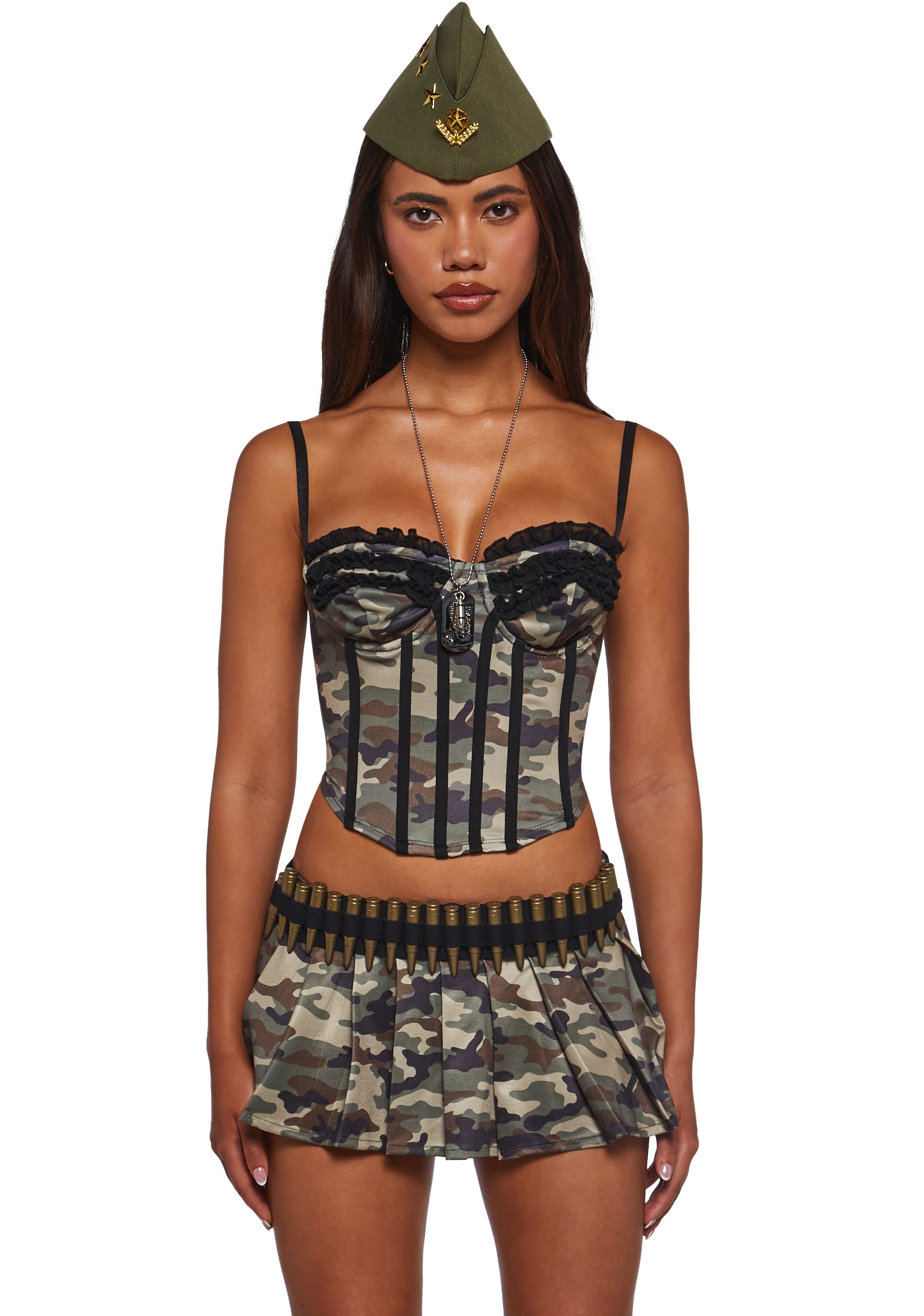 Womens Sexy Halloween Army Costume Trickz N Treatz- Green Dolls Kill Womens Sexy Halloween Army Costume Trickz N Treatz- Green Dolls Kill