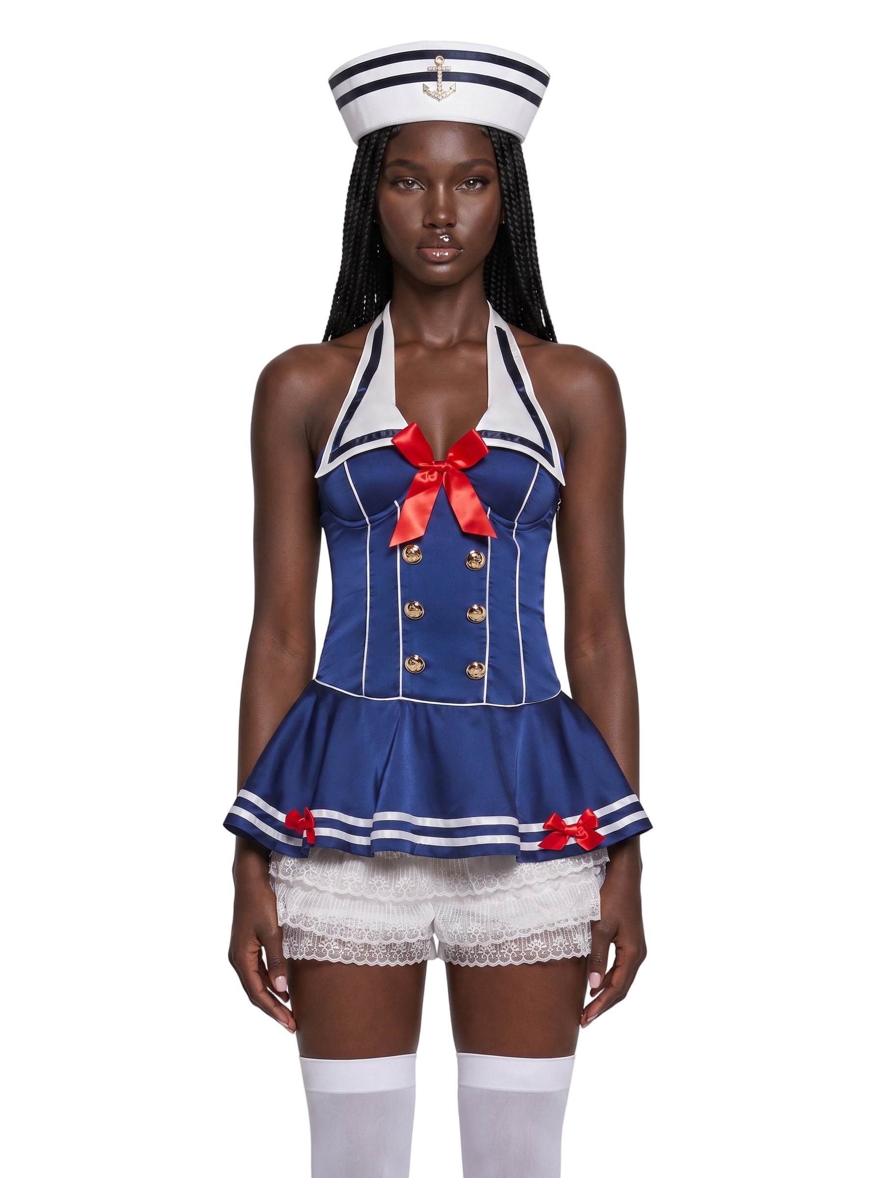 navy blue dress halloween costume Sweet Sailor Hoop skirts are NOT Solid & Striped | Size:S (4/6) 50s