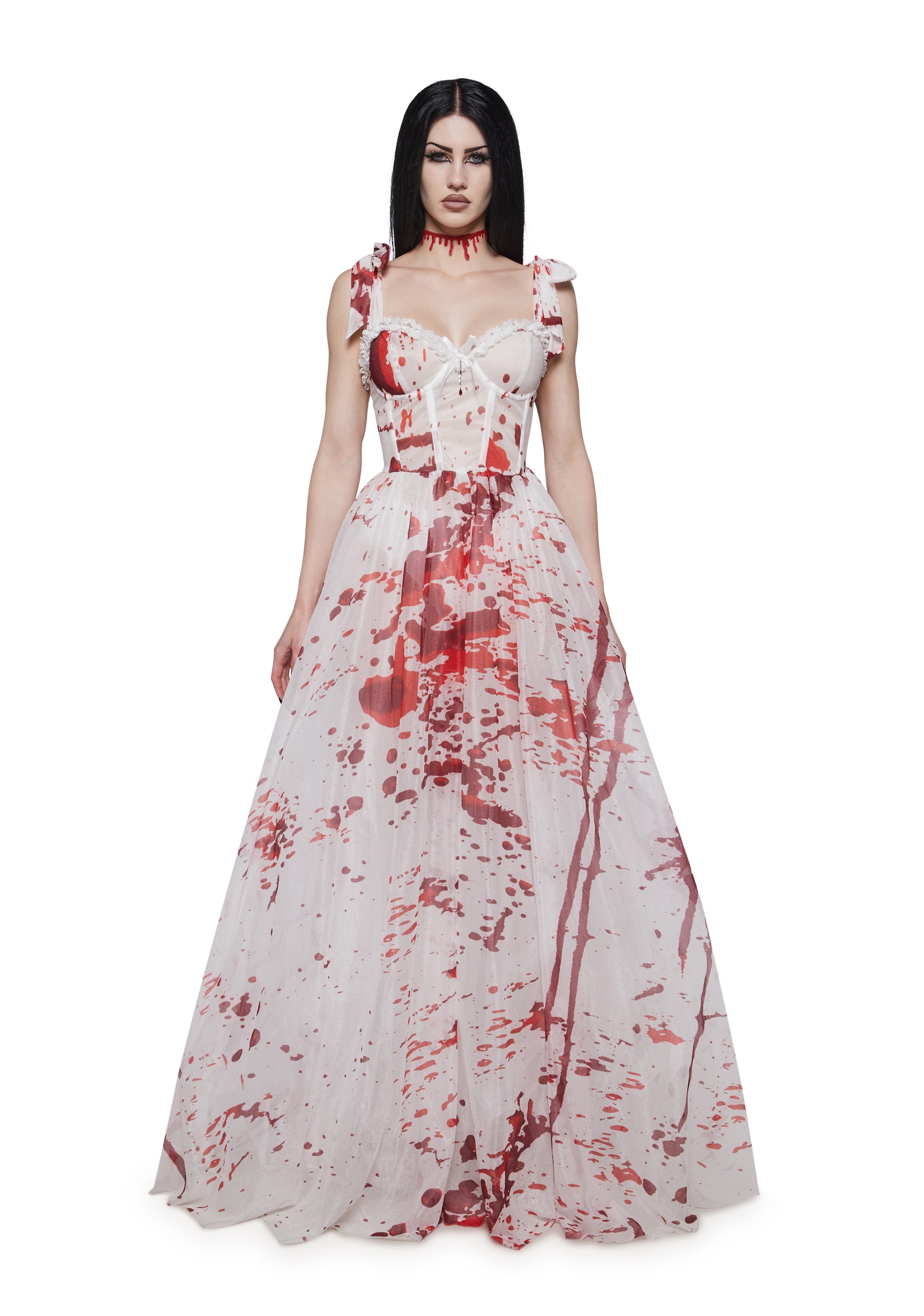 dolls kill prom dress Dance with Death Maxi Women's L and spooky themed events. Size:5 - 6Y Dress Sleeve Skater Dress White