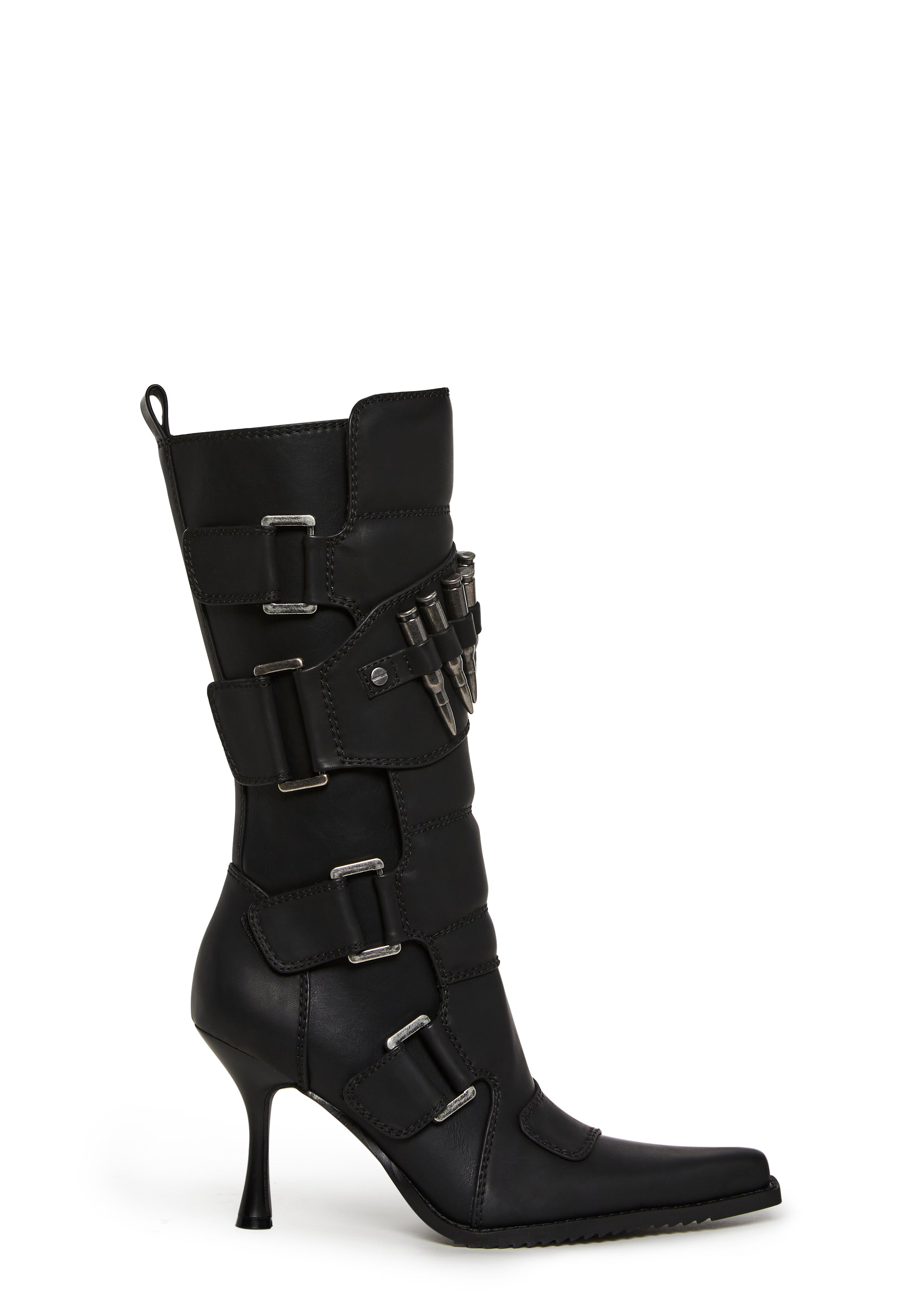 Vegan Leather Bullet Moto Boots Darker Wavs - Black – Dolls Kill