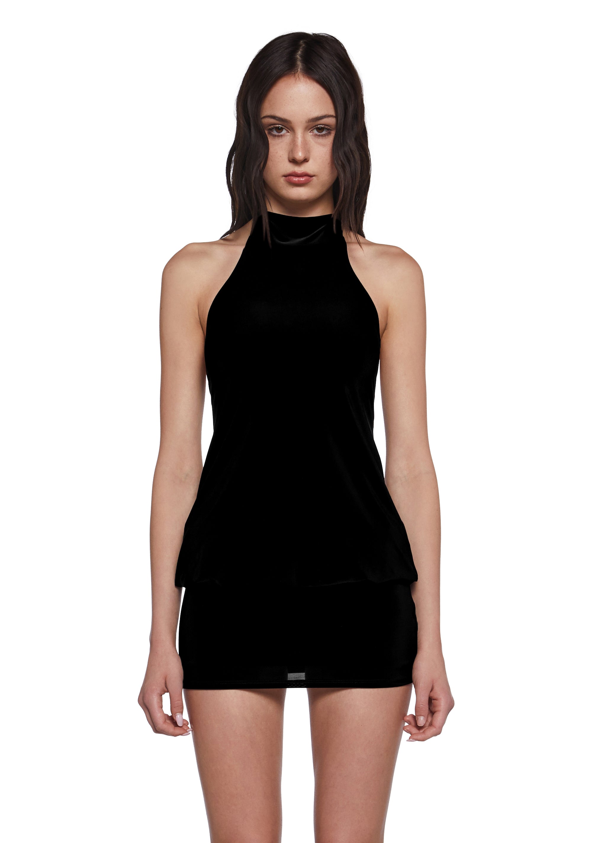 Womens Sexy High Neck Halter Dress - Black Dolls Kill Womens Sexy High Neck Halter Dress - Black Dolls Kill