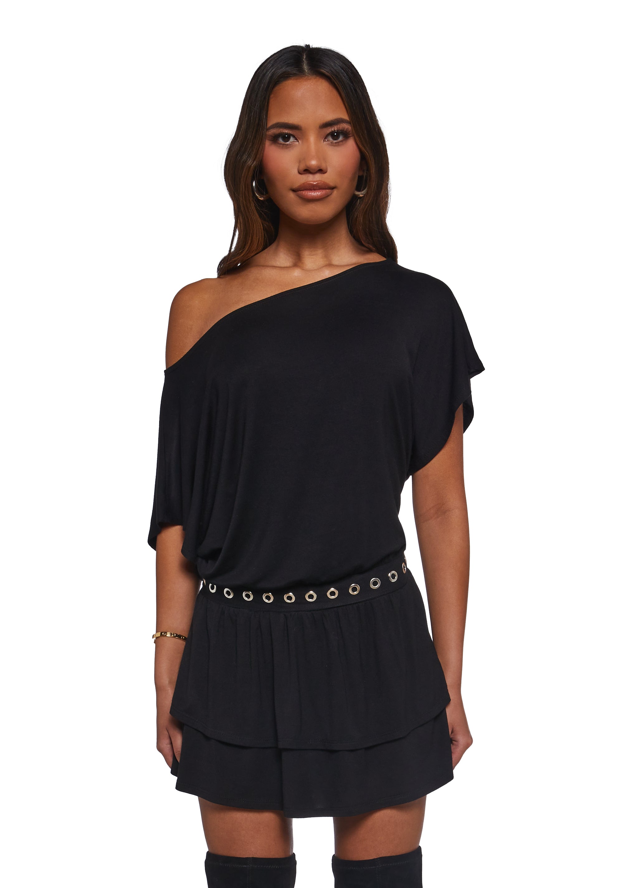Club Time Off The Shoulder Dress - Black Black / MEDIUM Club Time Off The Shoulder Dress - Black Black / MEDIUM