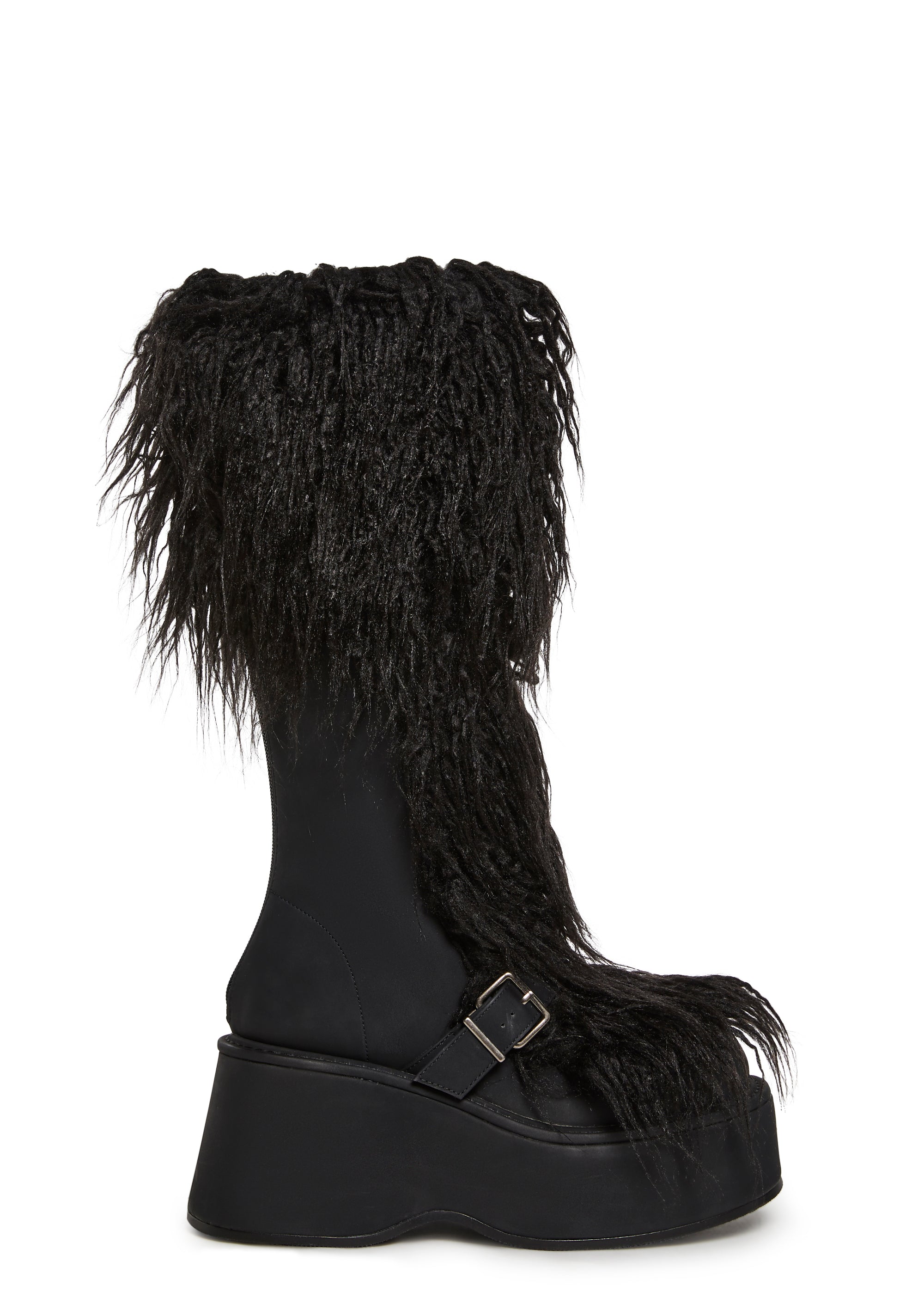 Womens Faux Fur Suede Platform Boots Current Mood - Black – Dolls Kill