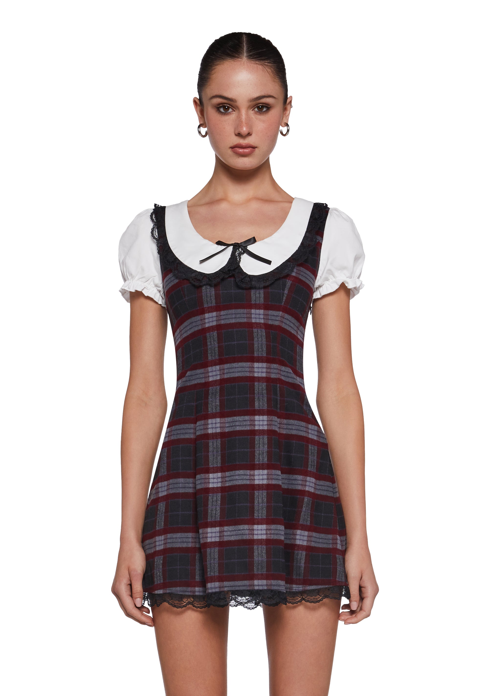 Womens Sexy Plaid Mini Dress Fall Delias - Red Dolls Kill Womens Sexy Plaid Mini Dress Fall Delias - Red Dolls Kill