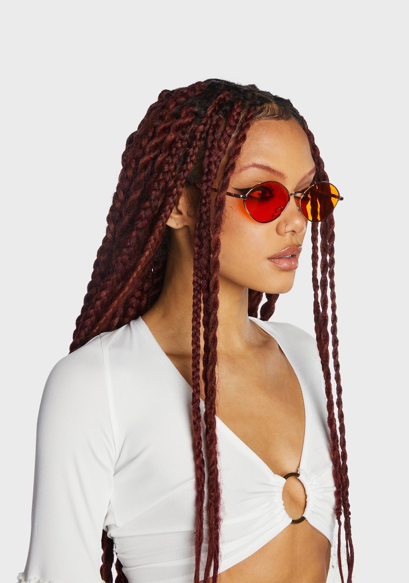 【DOLLS KILL】Publicity Stunt Oval Sunglasses Tinted Oval Sunglasses - Orange – Dolls Kill