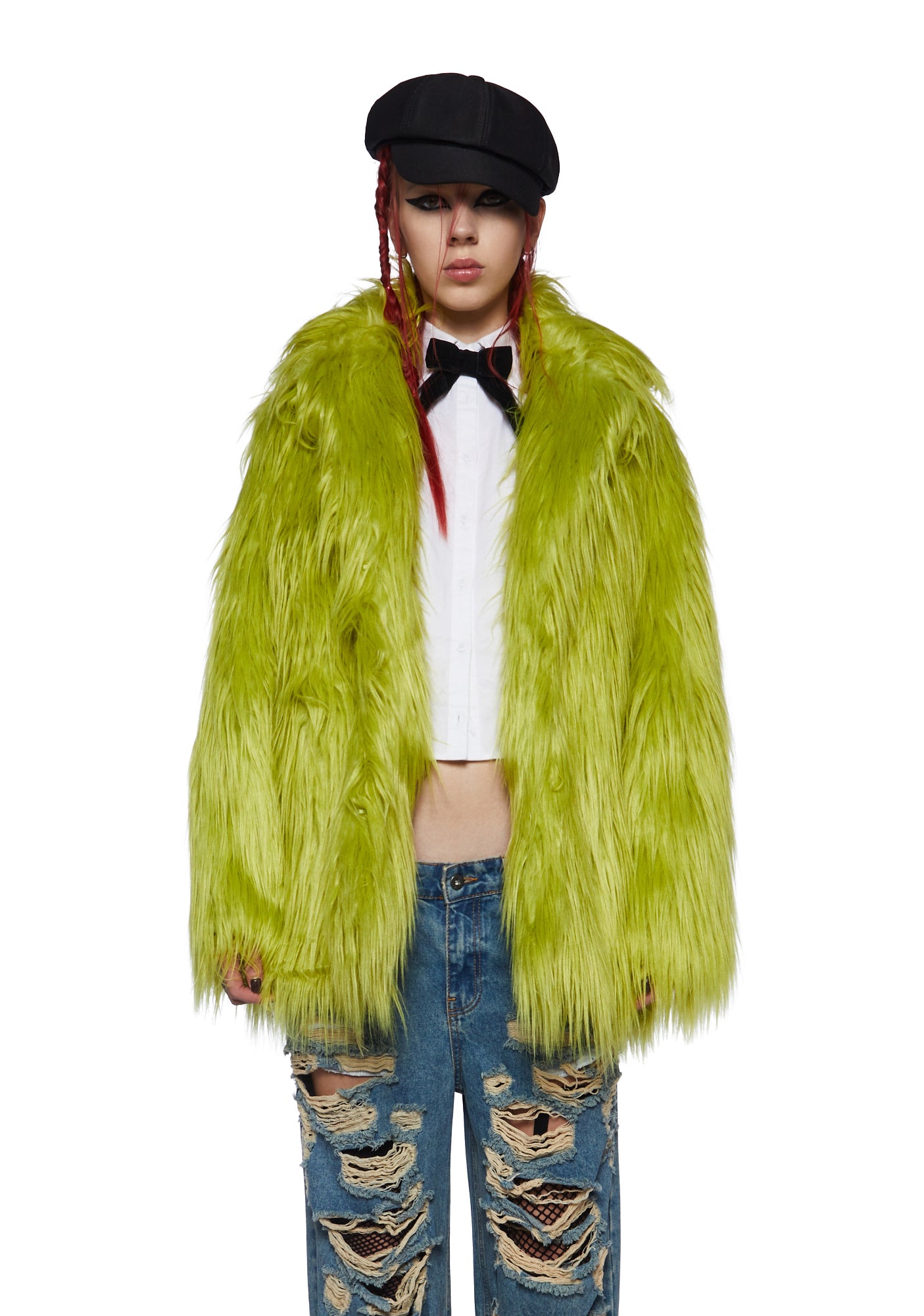 Fuzzy green new arrivals jacket