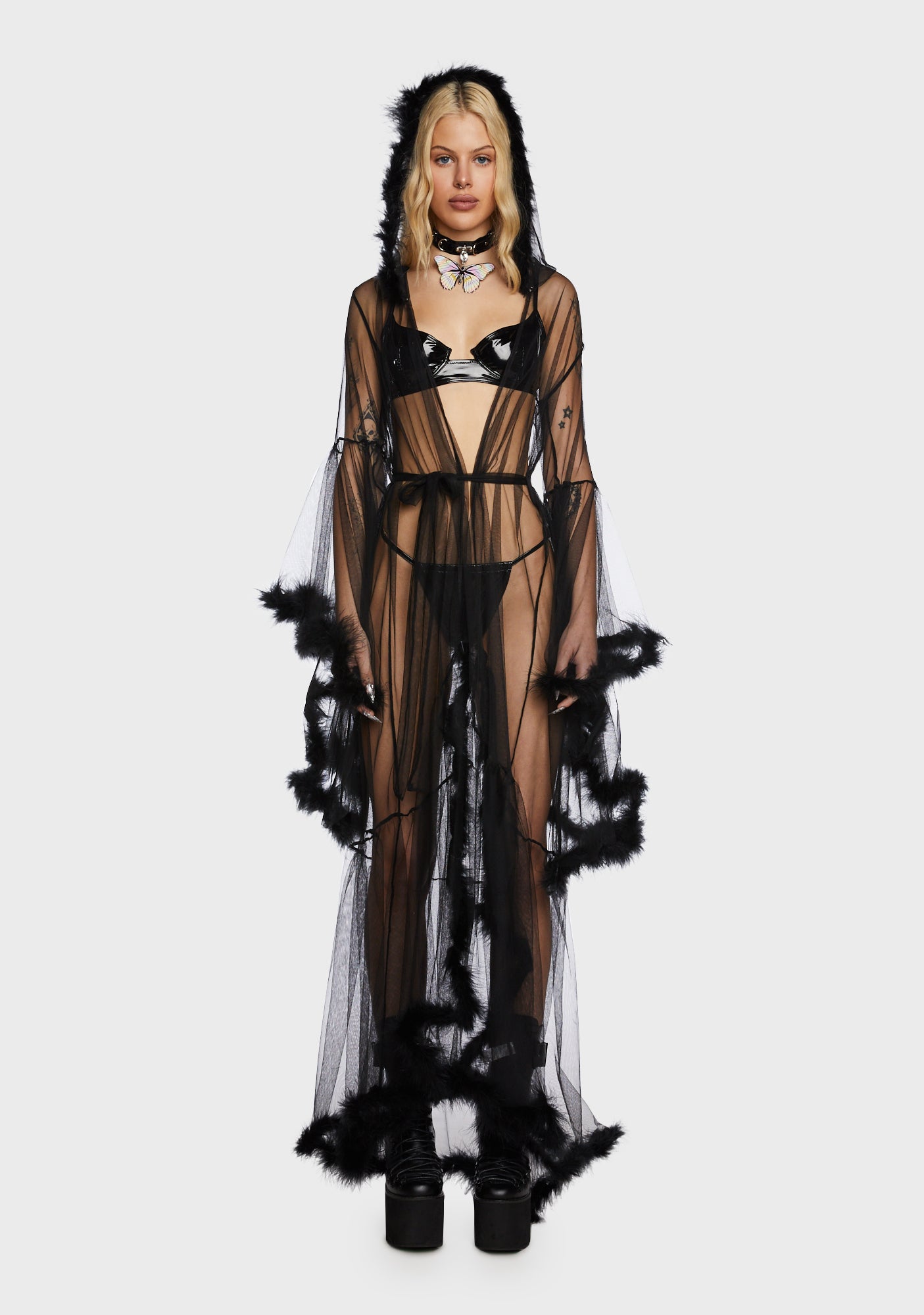 sheer feather dressing gown Alkepwun Bridal Robe for Wedding Day Feather Silk Satin Sexy Sheer Mesh Bathrobe Short Dressing Gown Boudoir Bathrobe Bridal Makeup Bridesmaids' Morning Kimono Bathrobe