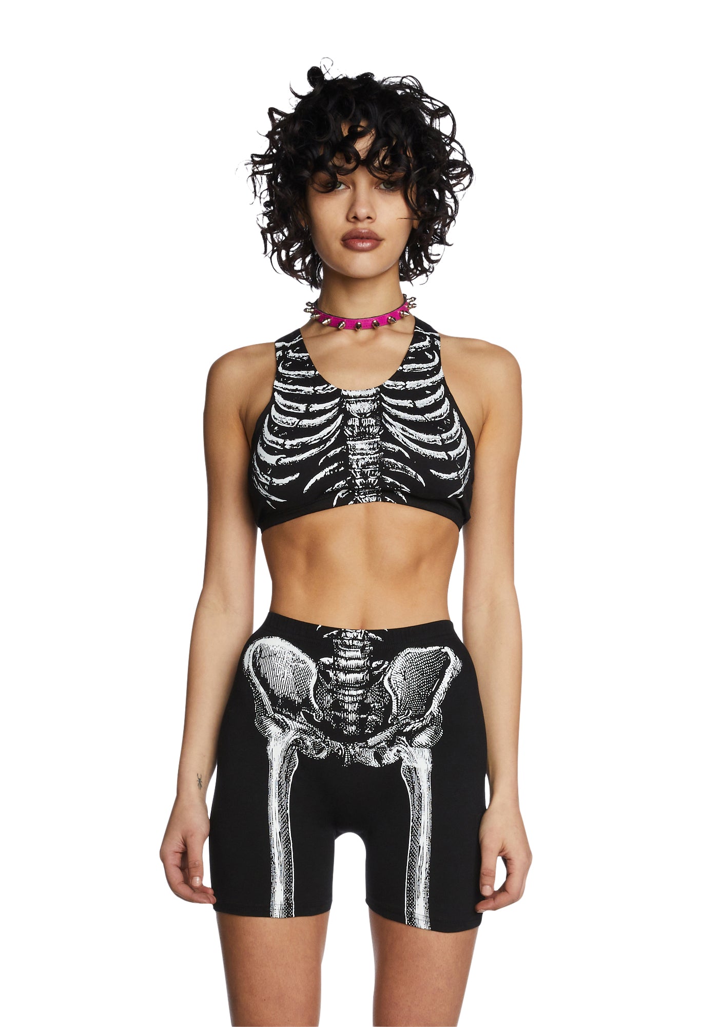 Trickz N Treatz Skeleton Print Crop Top - Black – Dolls Kill