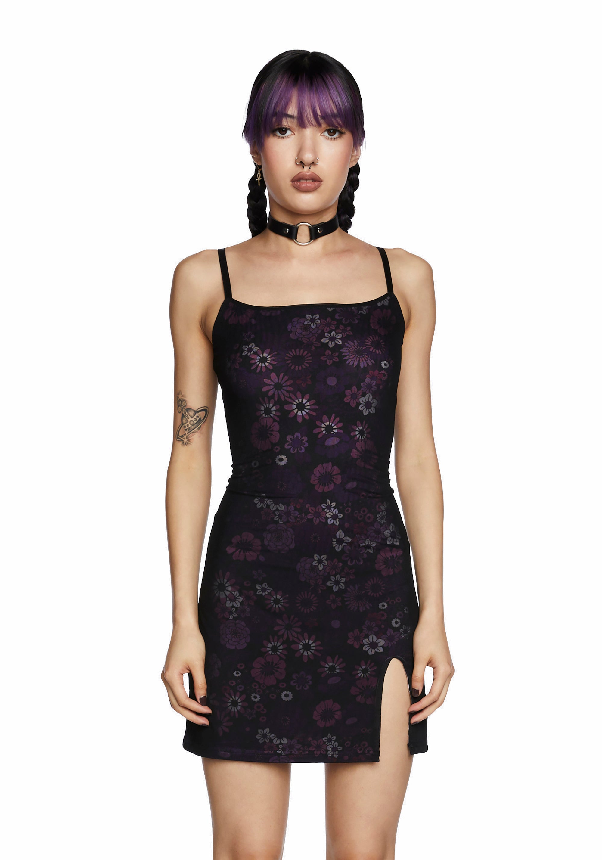 Current Mood Floral Mesh Mini Slip Dress Multi – Dolls Kill