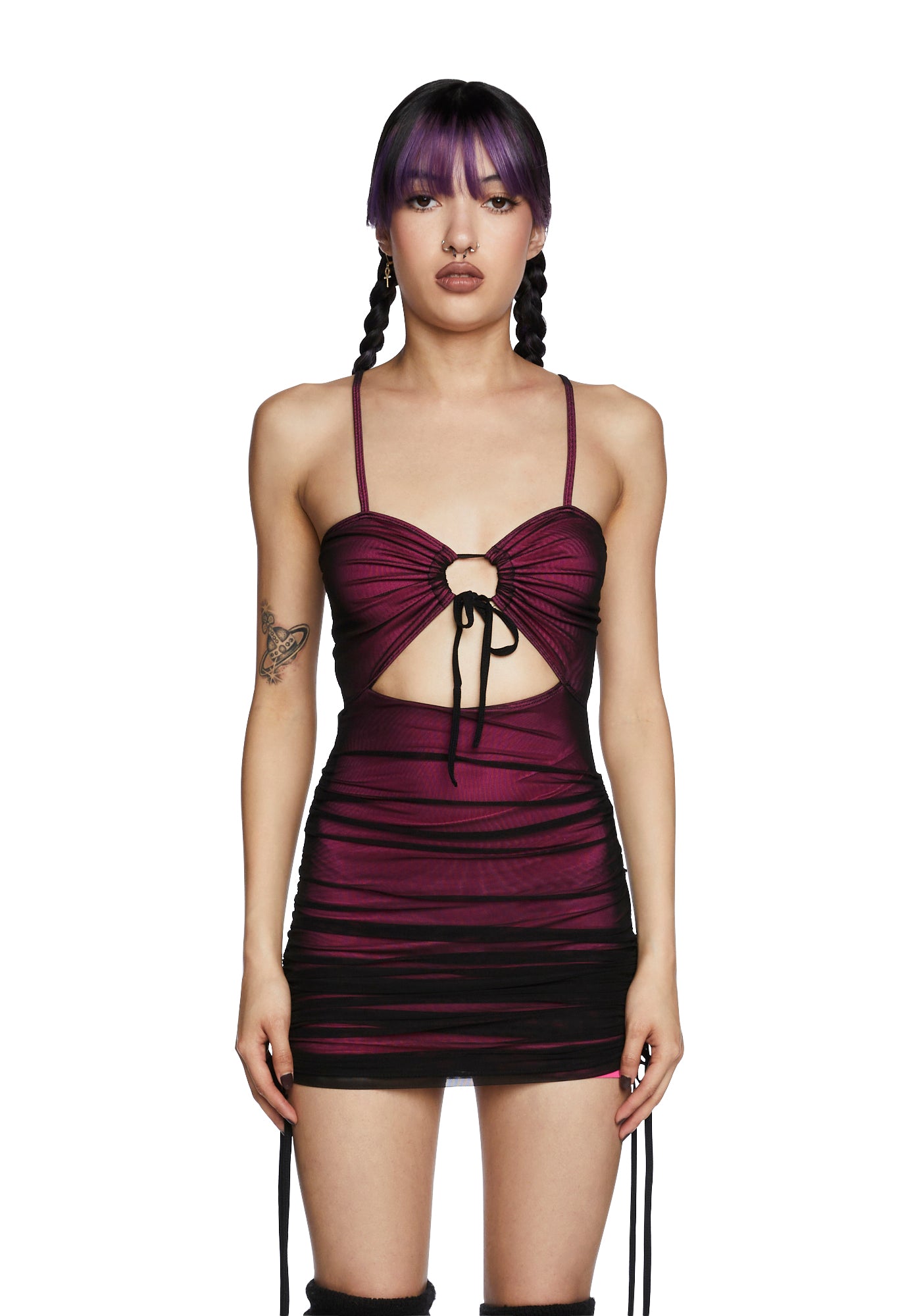 Current Mood Mesh Ruched Mini Dress - Pink  Dolls Kill