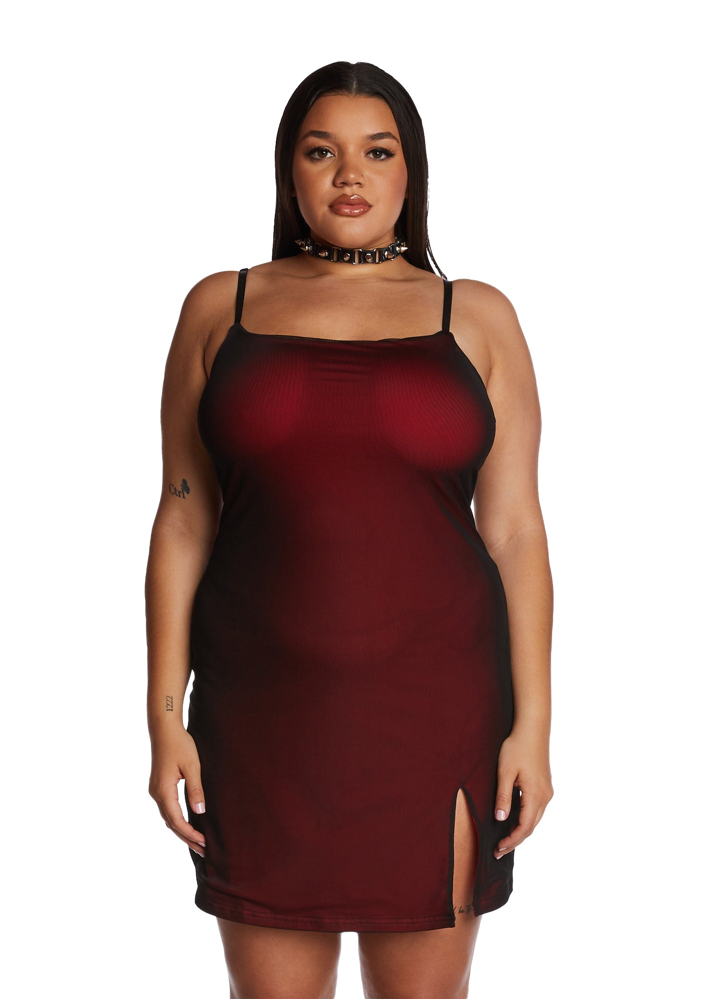 Current Mood Plus Size Mesh Mini Slip Dress - Red Dolls Kill Current Mood Plus Size Mesh Mini Slip Dress - Red Dolls Kill