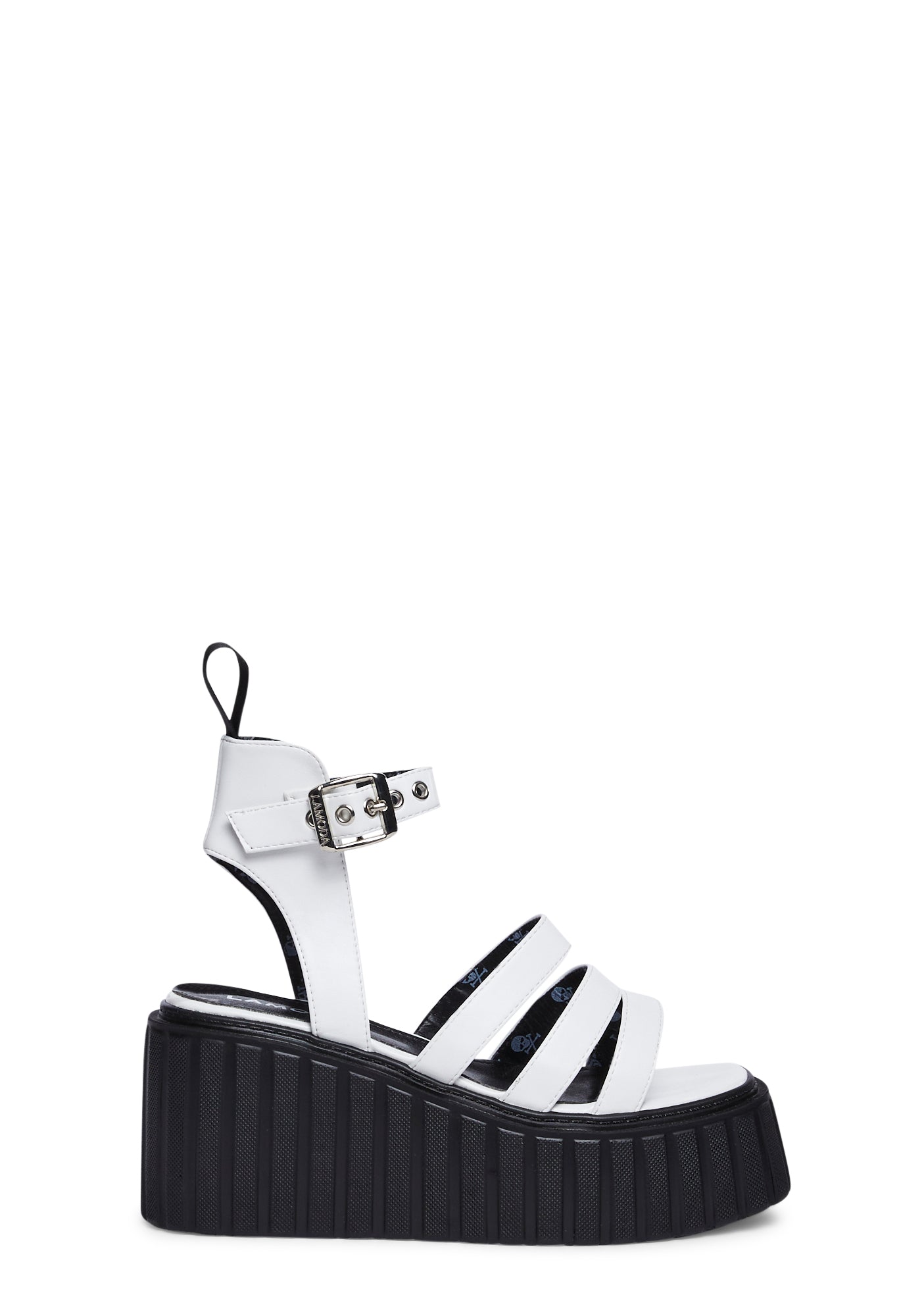 Black sandals with white platform on sale