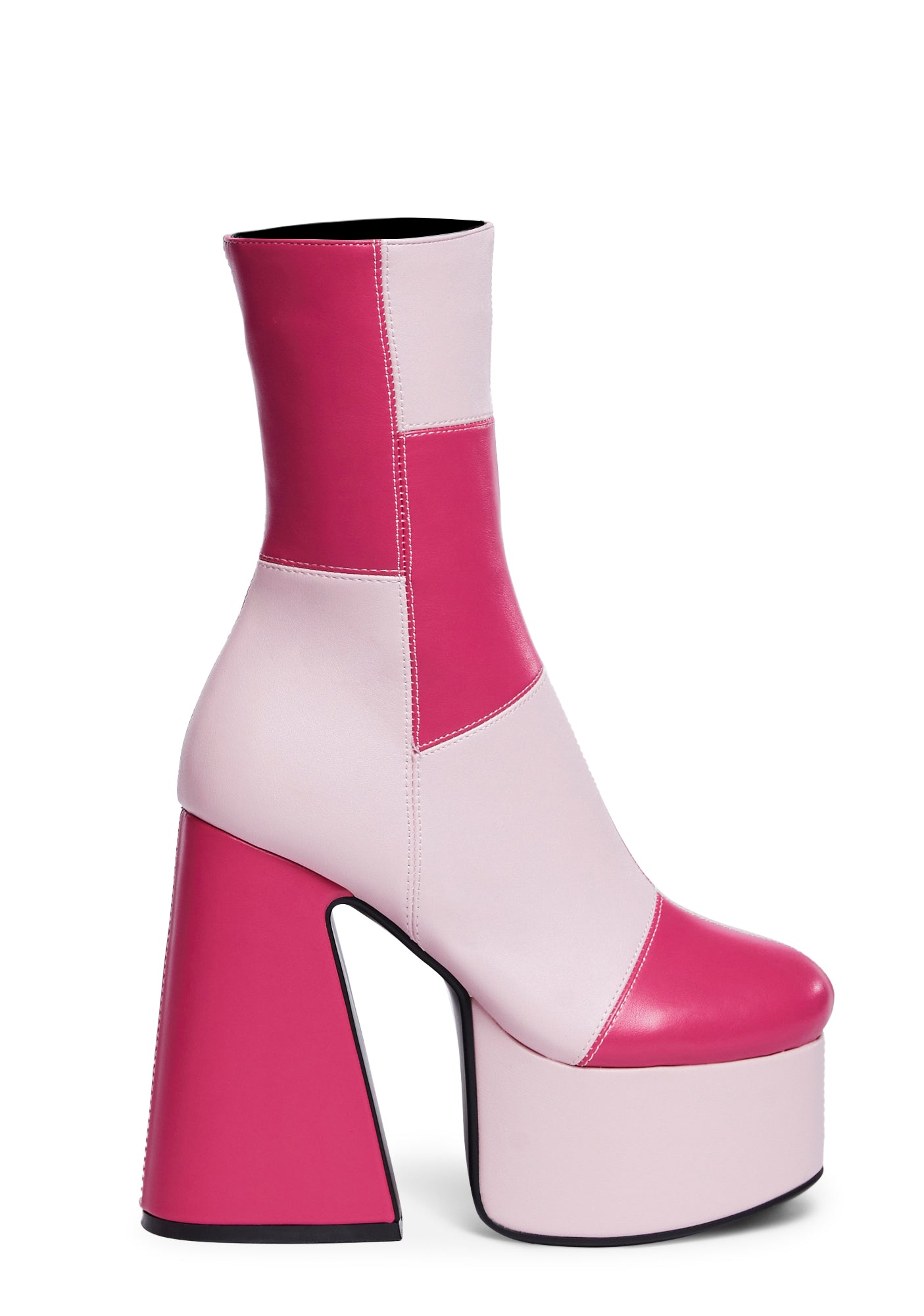 Lamoda Patchwork Platform Boots Pink โ Dolls Kill