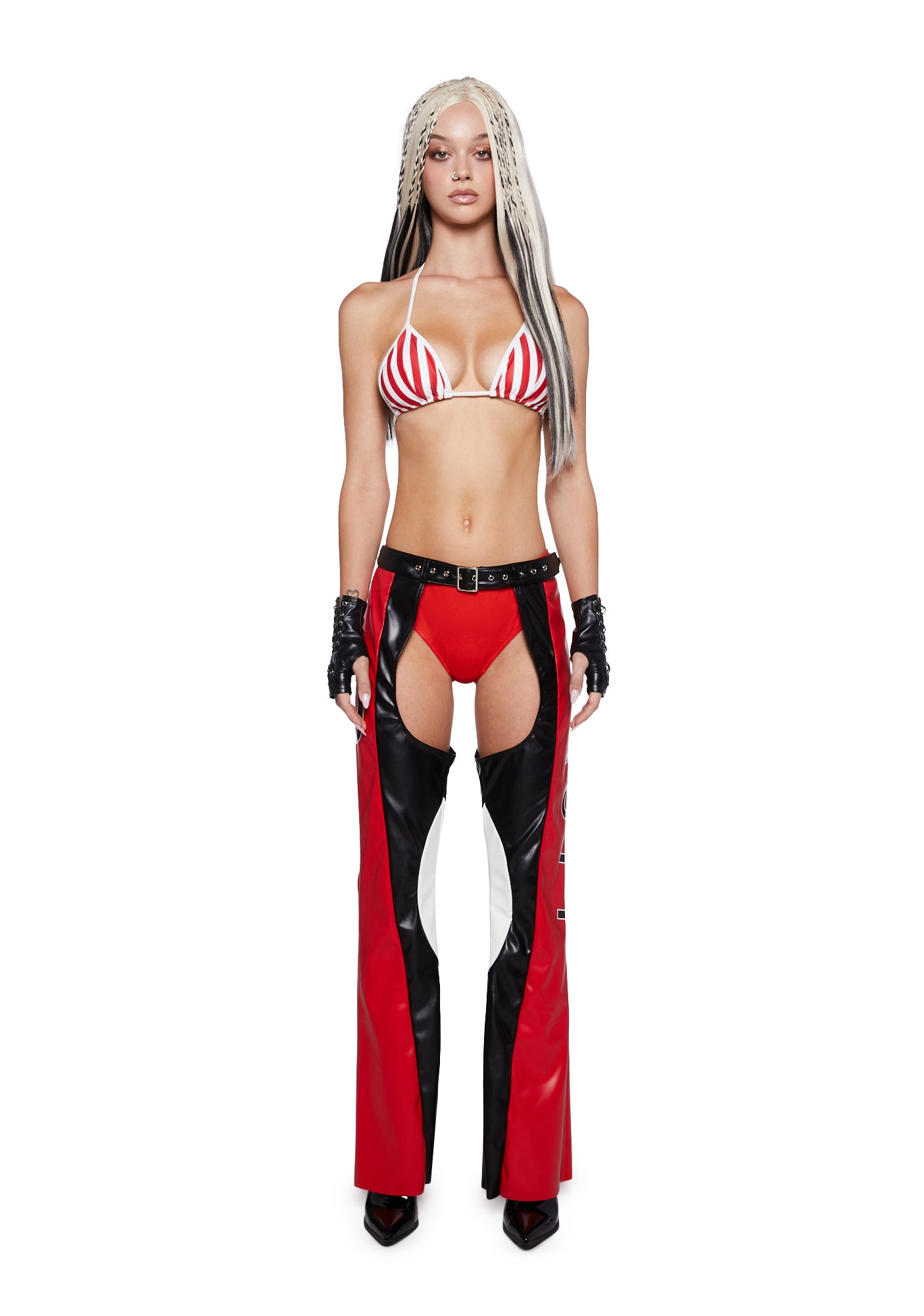 Christina Aguilera Xtina Chaps Costume Sexy Womens Halloween Costume Dirty Pop Star Red Dolls Kill