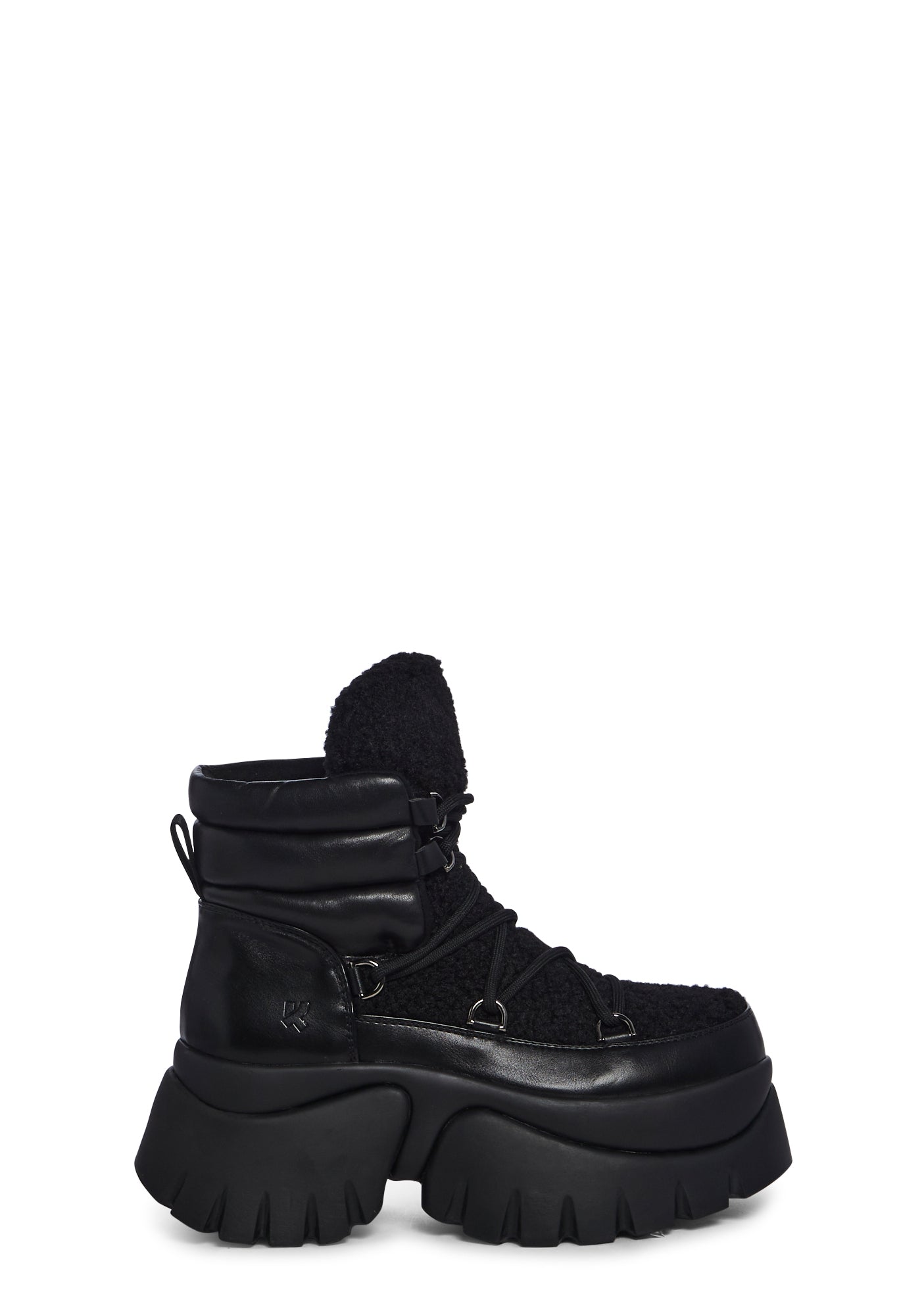 Koi Footwear Ankle Platform Fuzzy Boots- Black – Dolls Kill